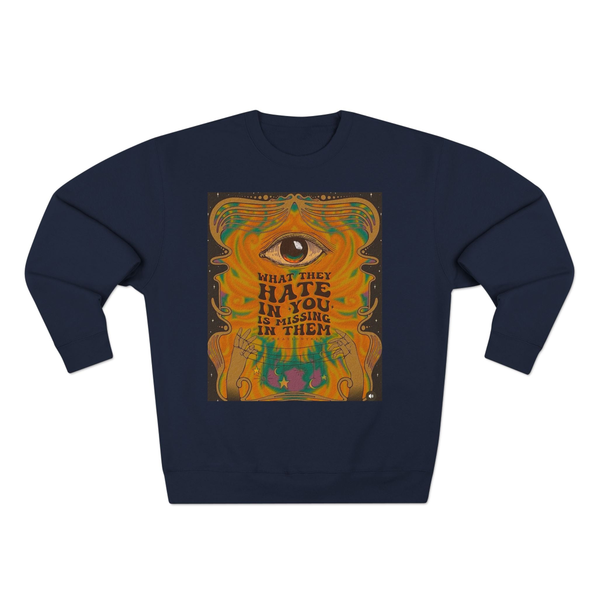 Psychedelic Third Eye Crewneck Sweatshirt – "What They Hate in You is Rising in Them" Graphic