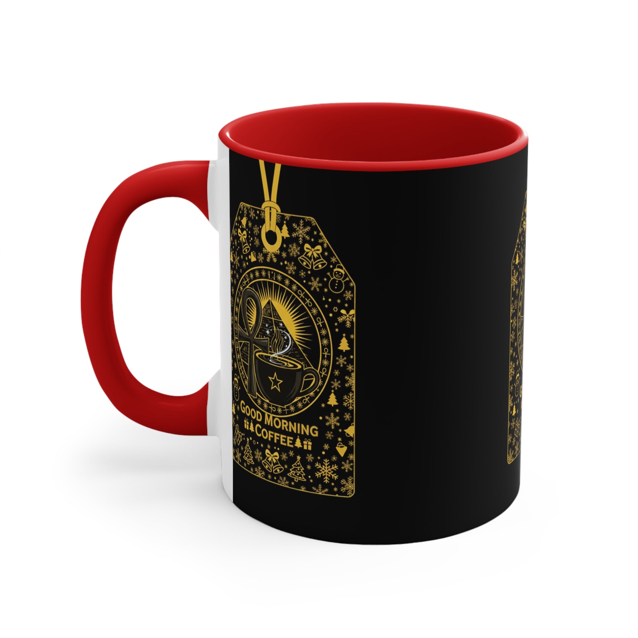 Good Morning Coffee Mug — Purple Accent 11oz Gift Mug with Gold Tag Design