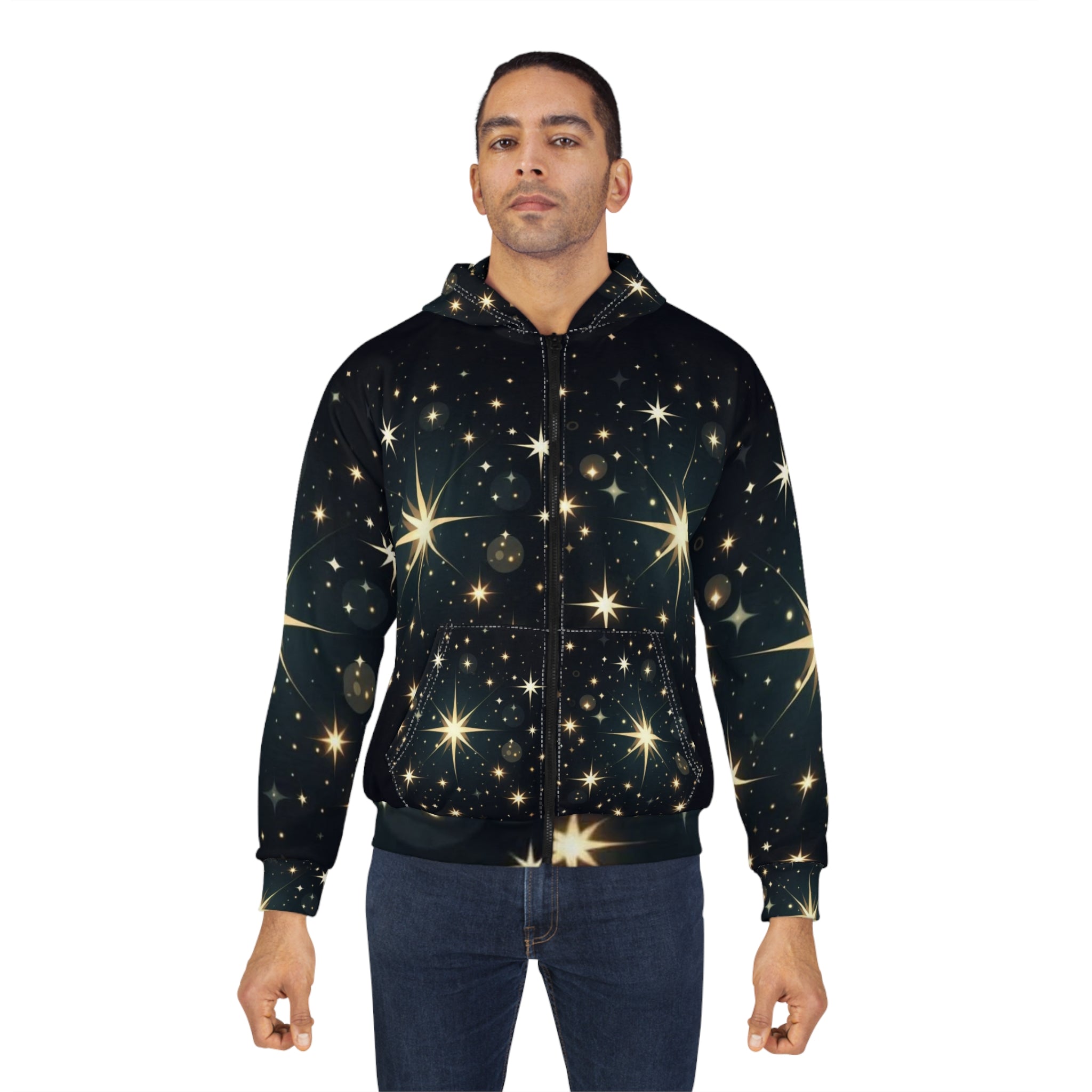 Cosmic Night Zip Hoodie — Starry Galaxy All-Over Print