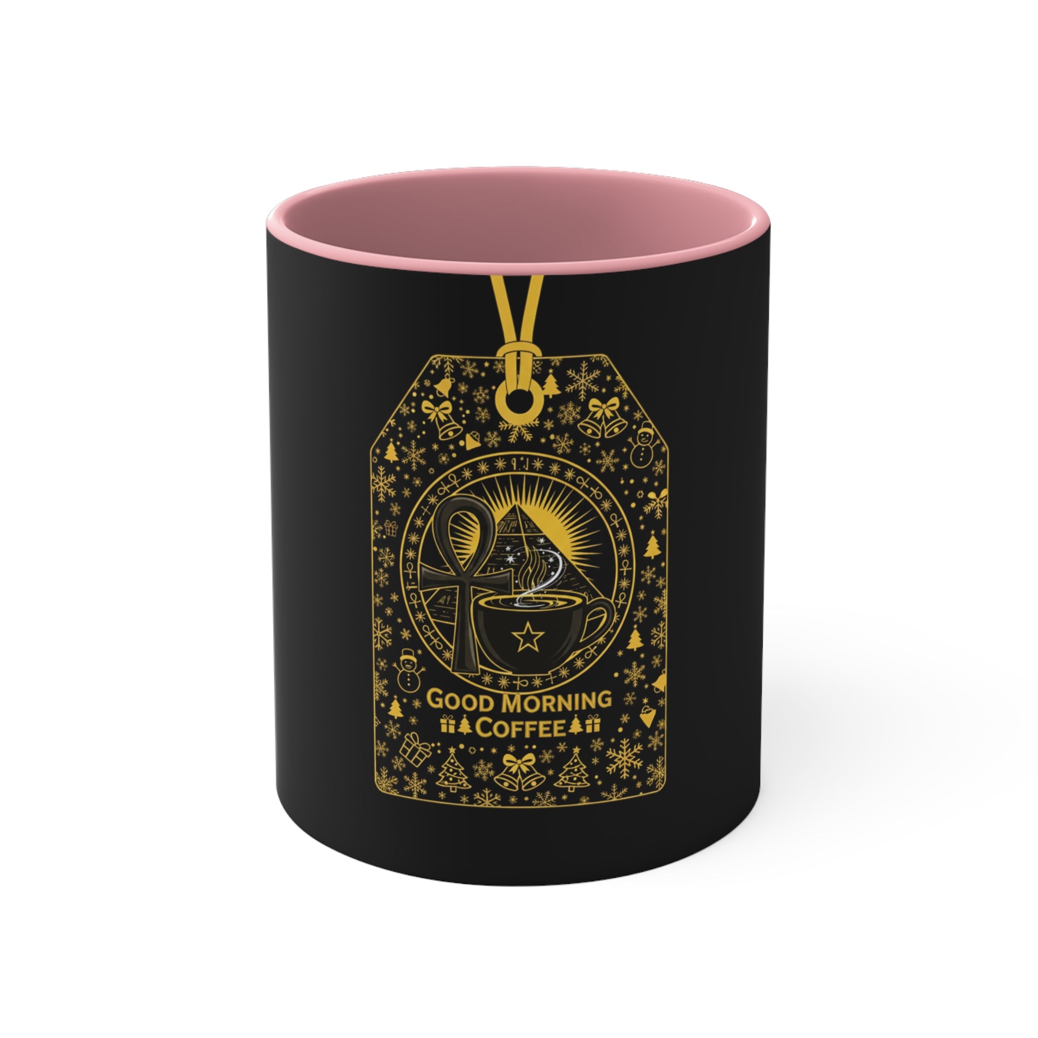 Good Morning Coffee Mug — Purple Accent 11oz Gift Mug with Gold Tag Design
