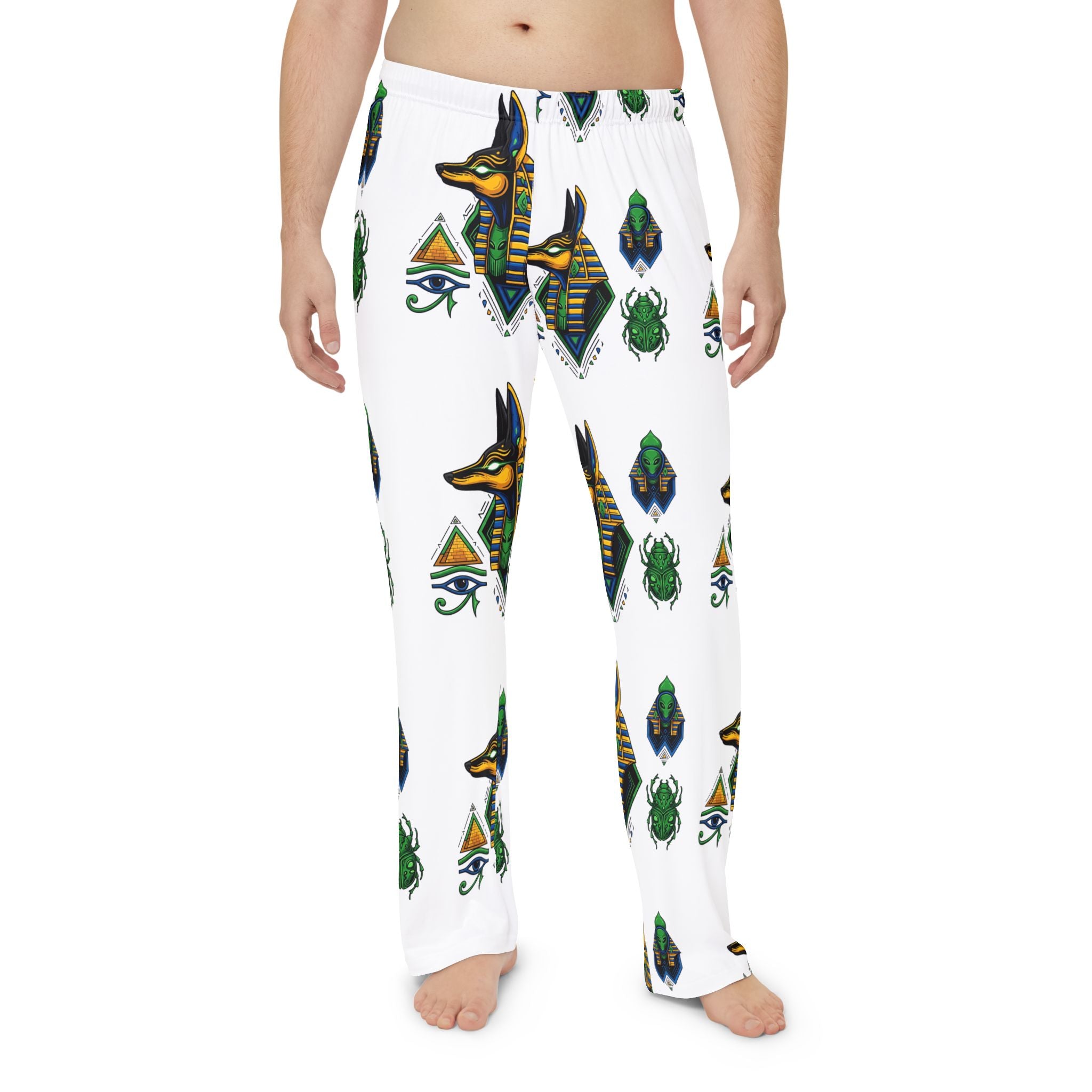 Men's Pajama Pants with Egyptian Motif - Sleepwear, Lounge Wear, Gift for Him, Cool Pattern, Comfortable Trousers
