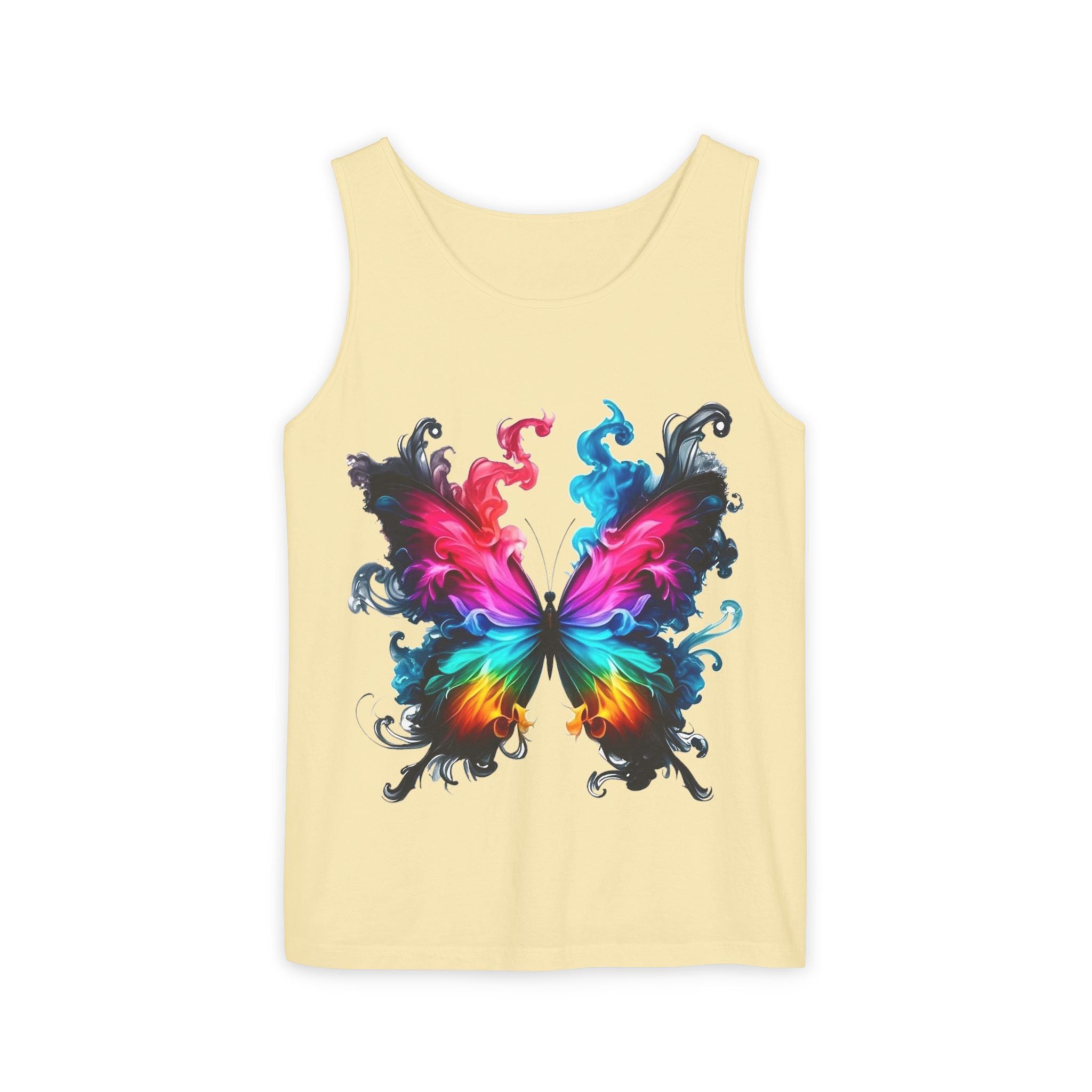 Vibrant Butterfly Design Unisex Tank Top | Colorful Summer Sleeveless Shirt, Gift for Nature Lovers, Festival Wear, Eco-Friendly Fashion Printify