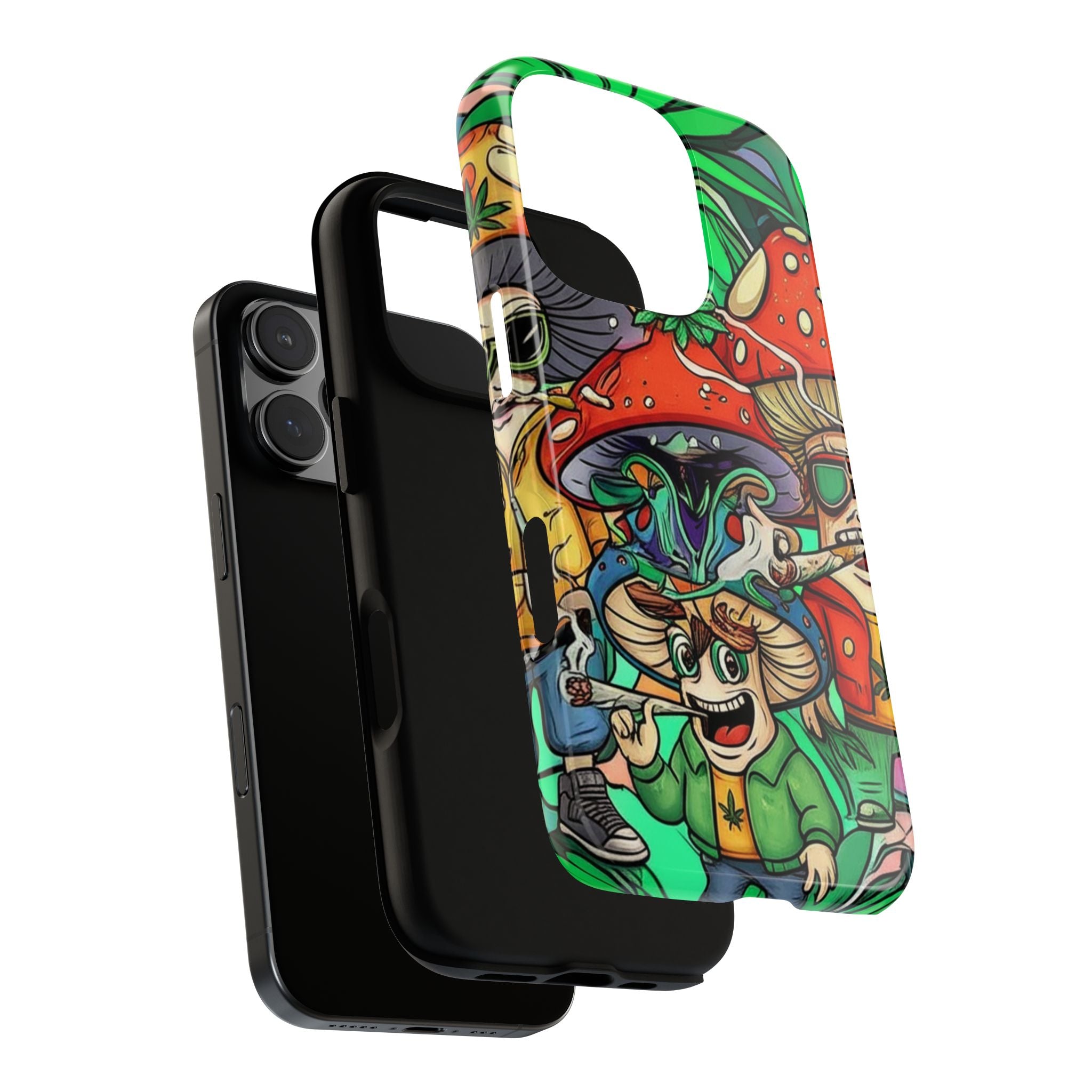 Vibrant Phone Case Featuring Funky Mushroom Art, Tough Cases, Trendy Accessories, Unique Gifts, Eclectic Style, Phone Protection Printify