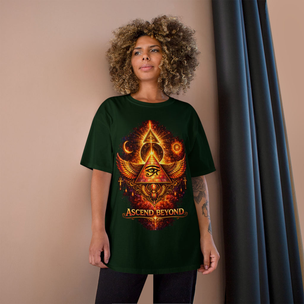 Ascend Beyond Graphic T-Shirt — Egyptian Eye Pyramid Spiritual Tee Printify