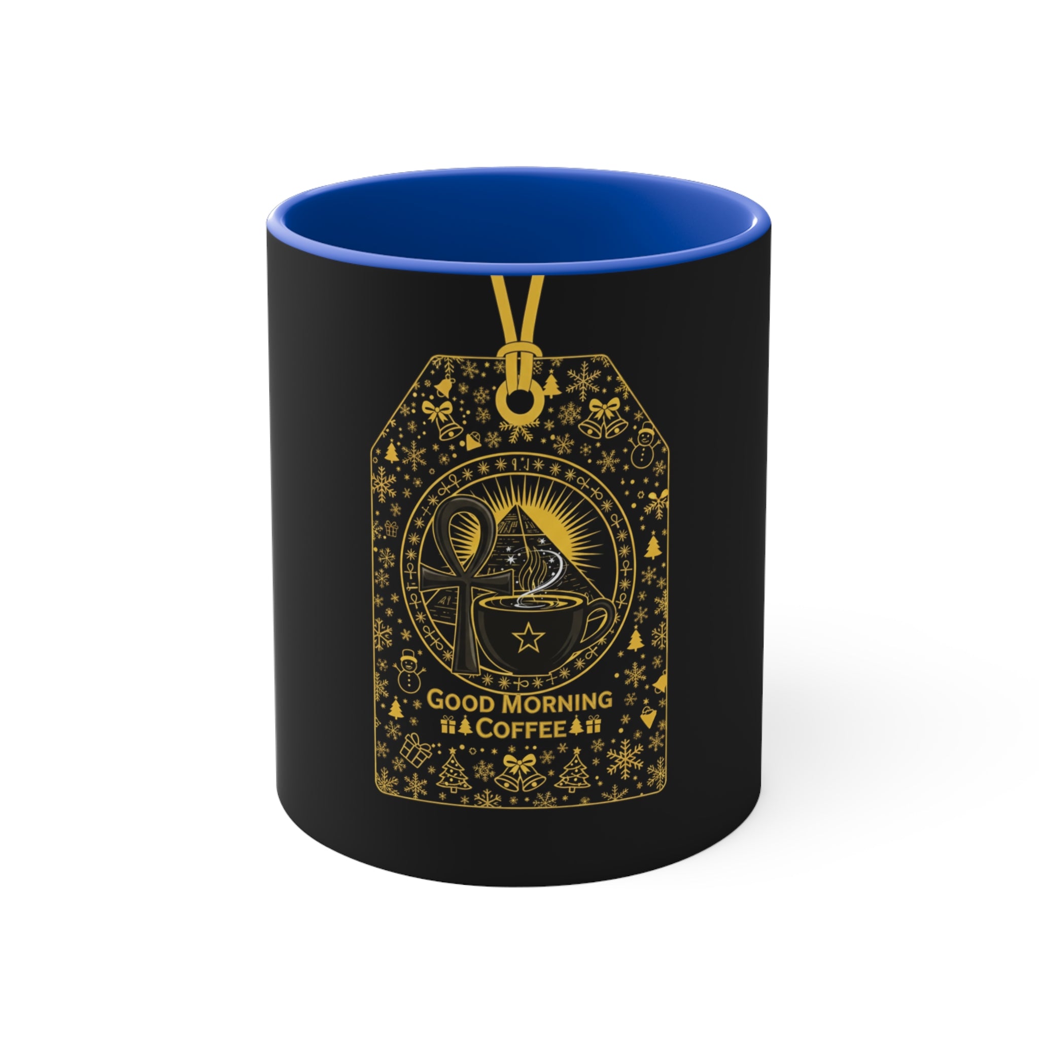 Good Morning Coffee Mug — Purple Accent 11oz Gift Mug with Gold Tag Design
