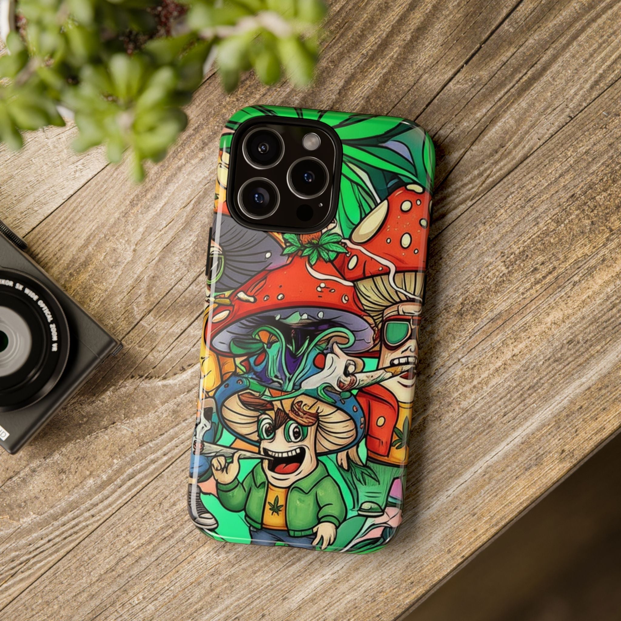 Vibrant Phone Case Featuring Funky Mushroom Art, Tough Cases, Trendy Accessories, Unique Gifts, Eclectic Style, Phone Protection Printify