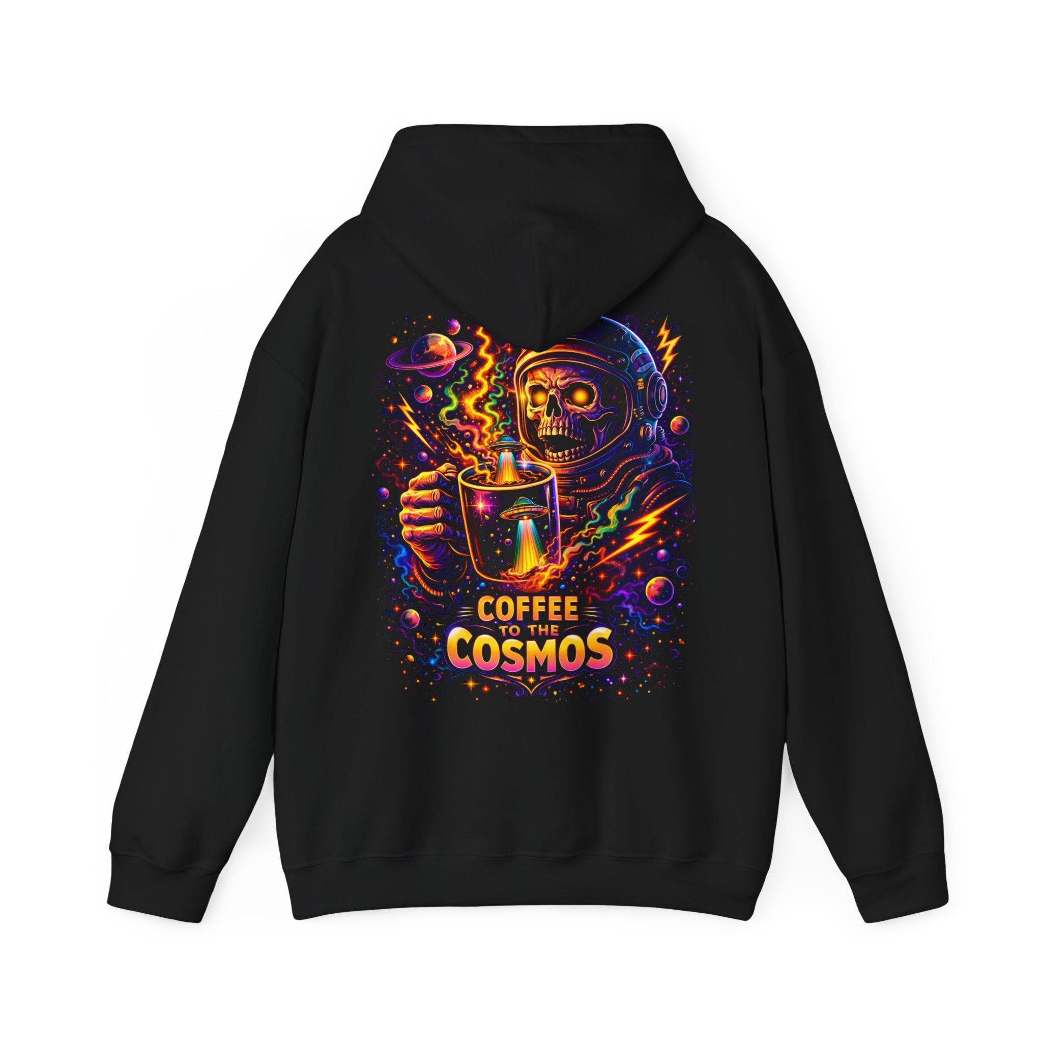 Cosmic Coffee Hoodie — "Coffee to the Cosmos" Astronaut Skull Graphic Hoodie Printify
