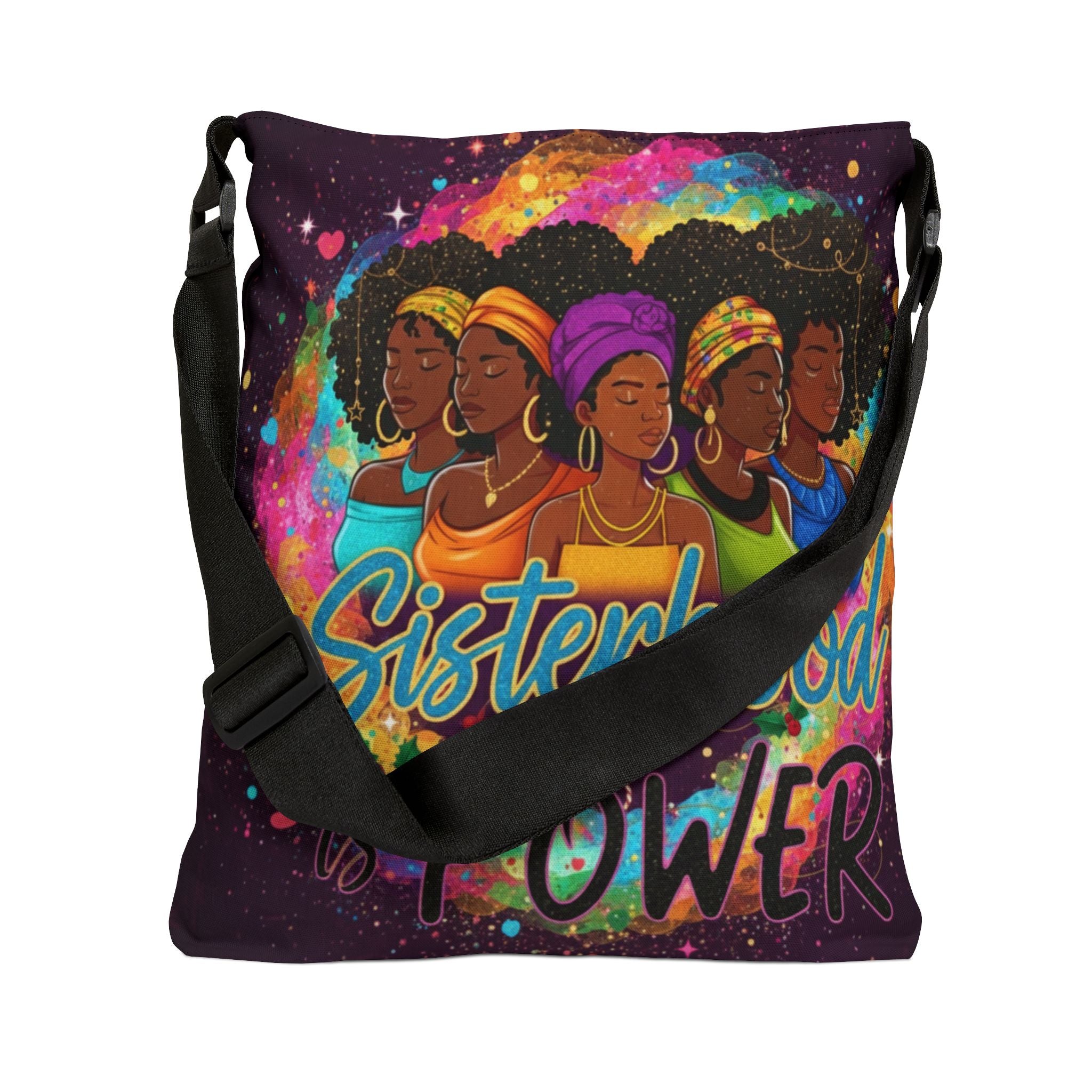 Sisterhood Power Adjustable Tote Bag – Vibrant Afrocentric Women’s Shoulder Bag