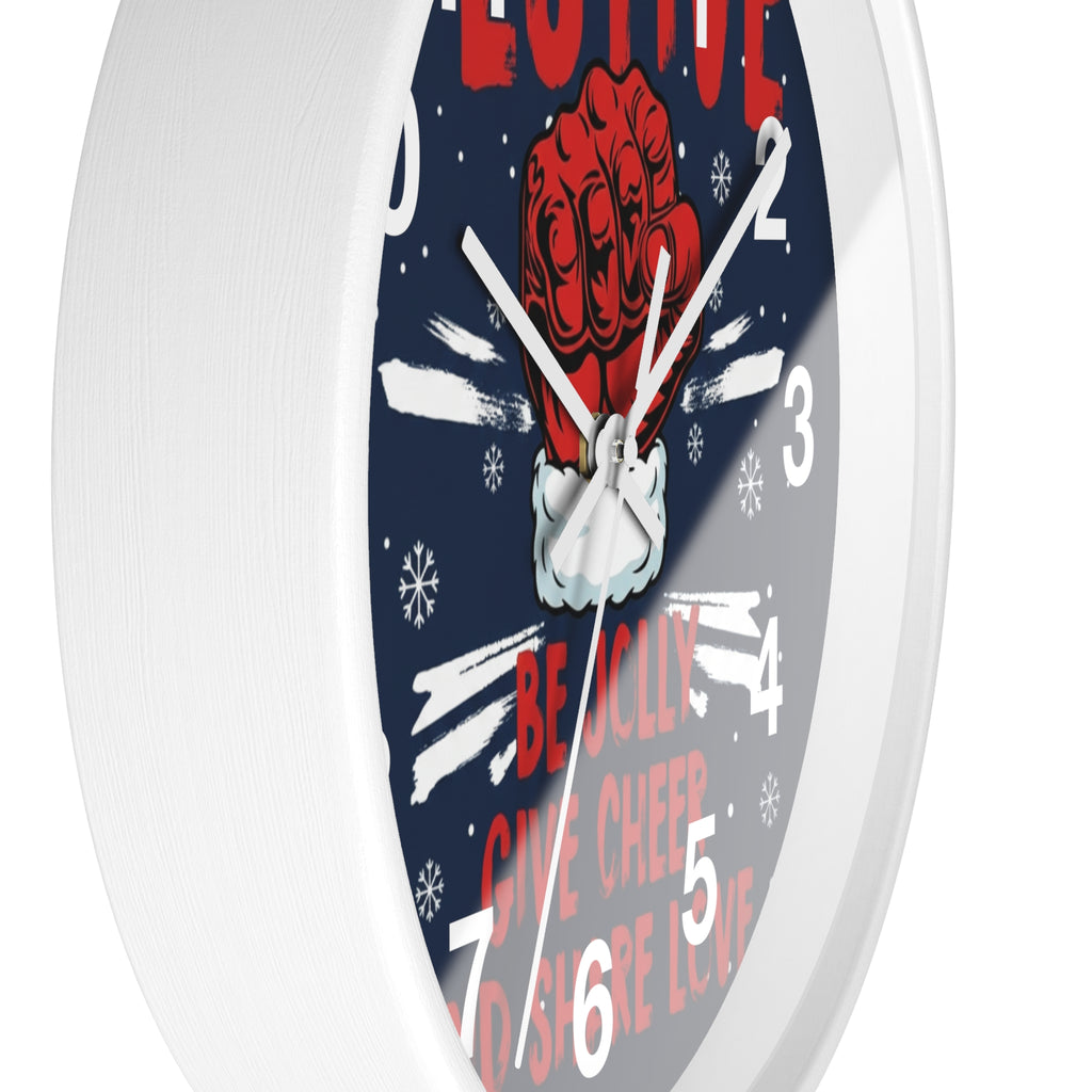 Festive Holiday Wall Clock — "Be Jolly, Give Cheer and Share Love"