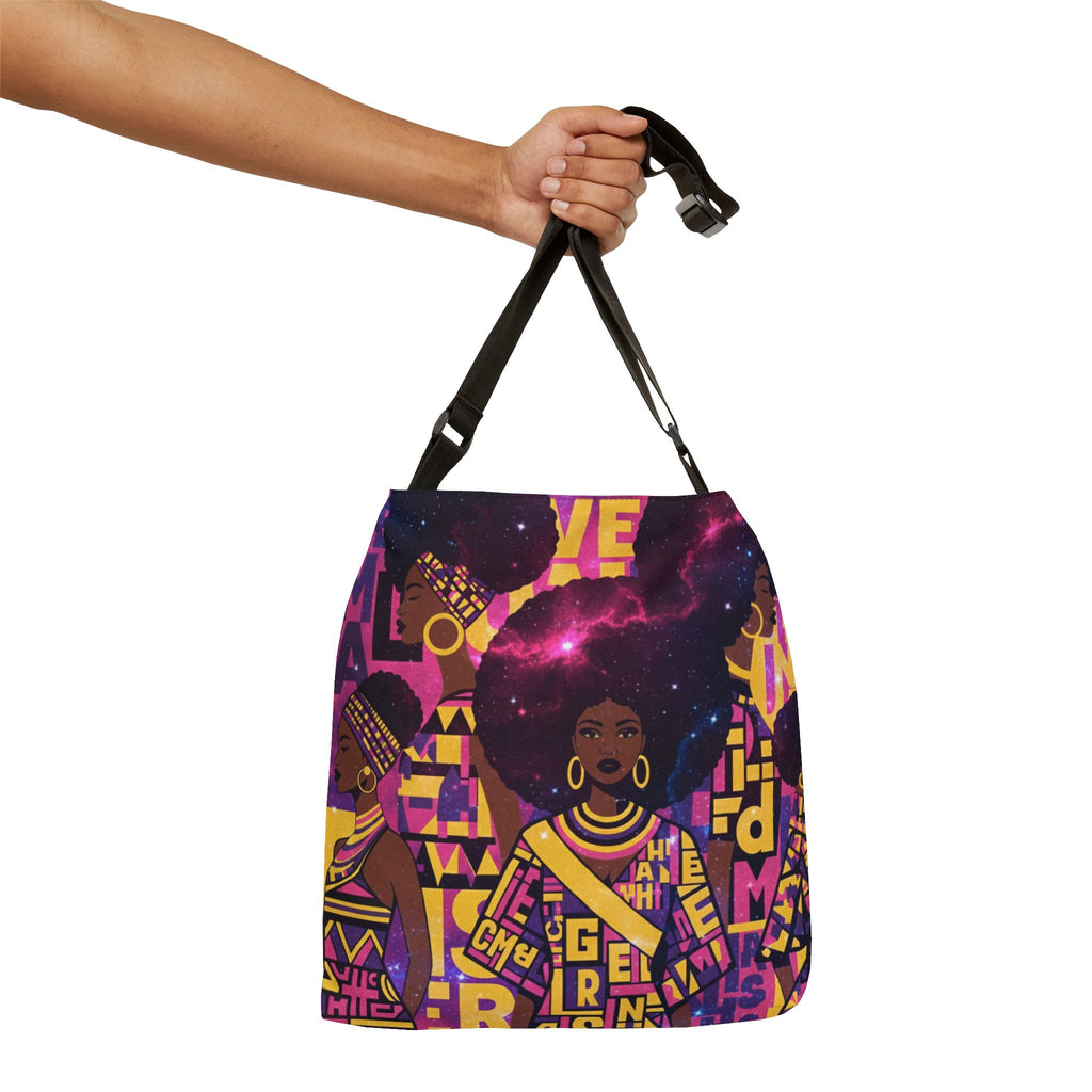 Afro Galaxy Art Adjustable Tote — Bold Afrocentric Pattern Shoulder Bag