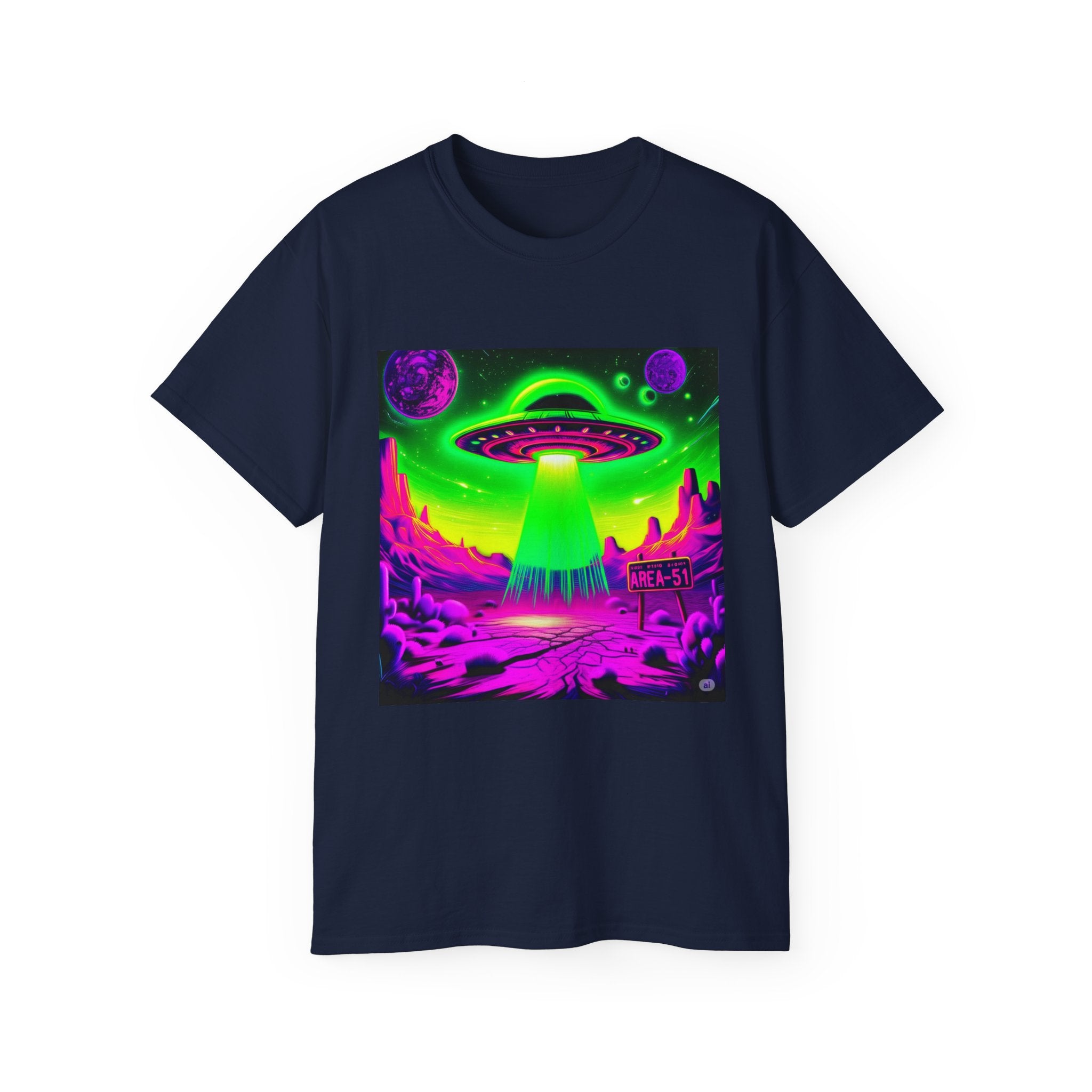 Cosmic Alien UFO Graphic T-Shirt | Neon Sci-Fi Streetwear Tee Printify