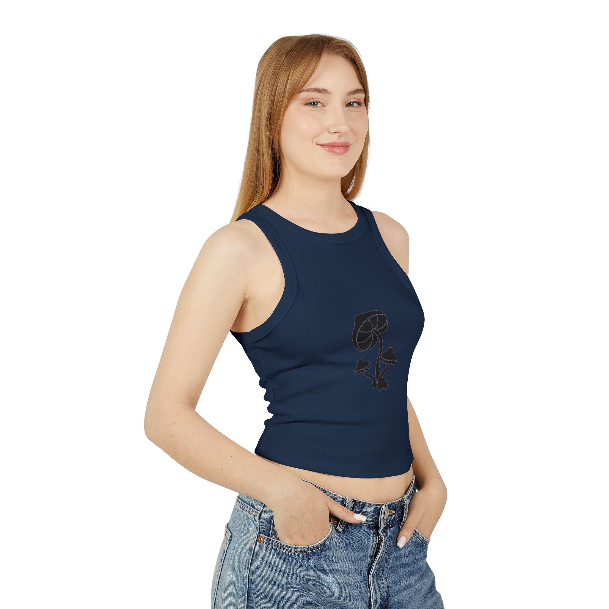 Retro Floral Women's Micro Rib Racer Tank Top, Casual Summer Top, Boho Style Shirt, Gift for Her, Festival Wear, Comfortable Layering Printify