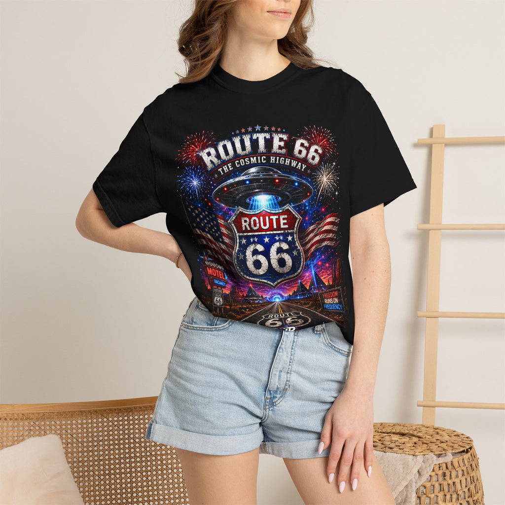 Route 66 Vintage Graphic T-Shirt — The Cosmic Highway Road Trip Tee