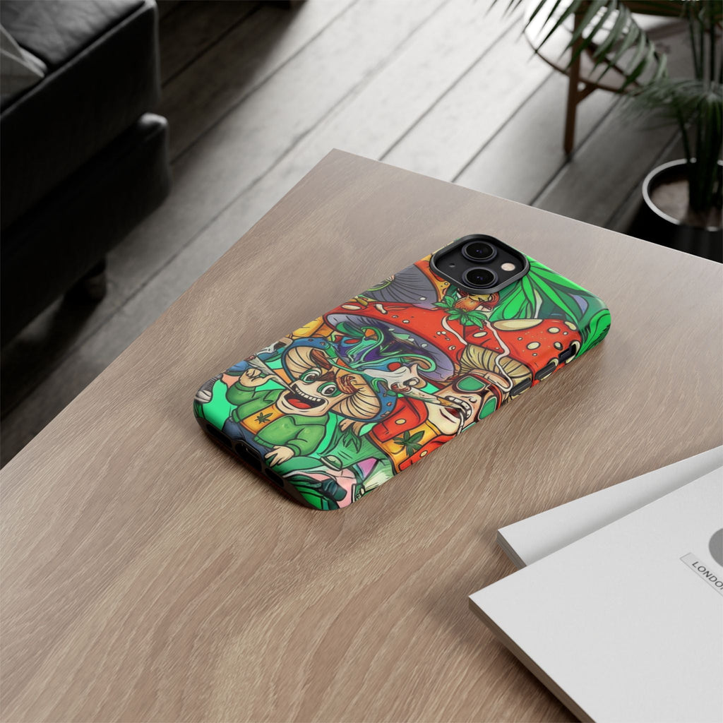 Vibrant Phone Case Featuring Funky Mushroom Art, Tough Cases, Trendy Accessories, Unique Gifts, Eclectic Style, Phone Protection Printify