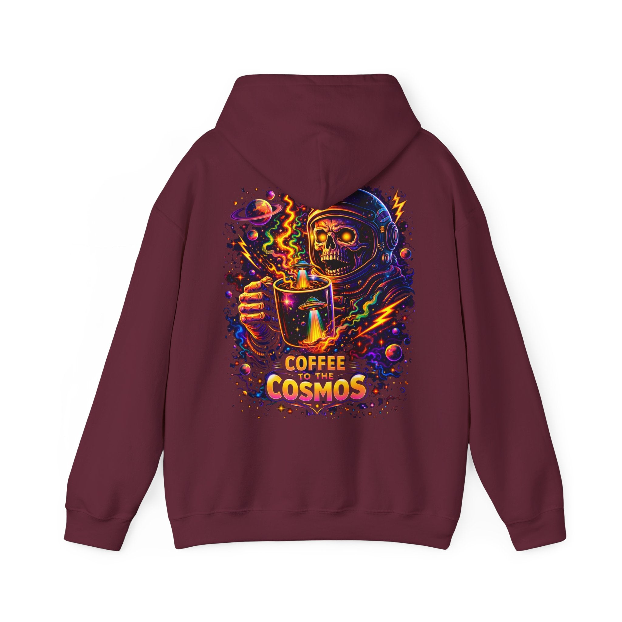 Cosmic Coffee Hoodie — "Coffee to the Cosmos" Astronaut Skull Graphic Hoodie Printify