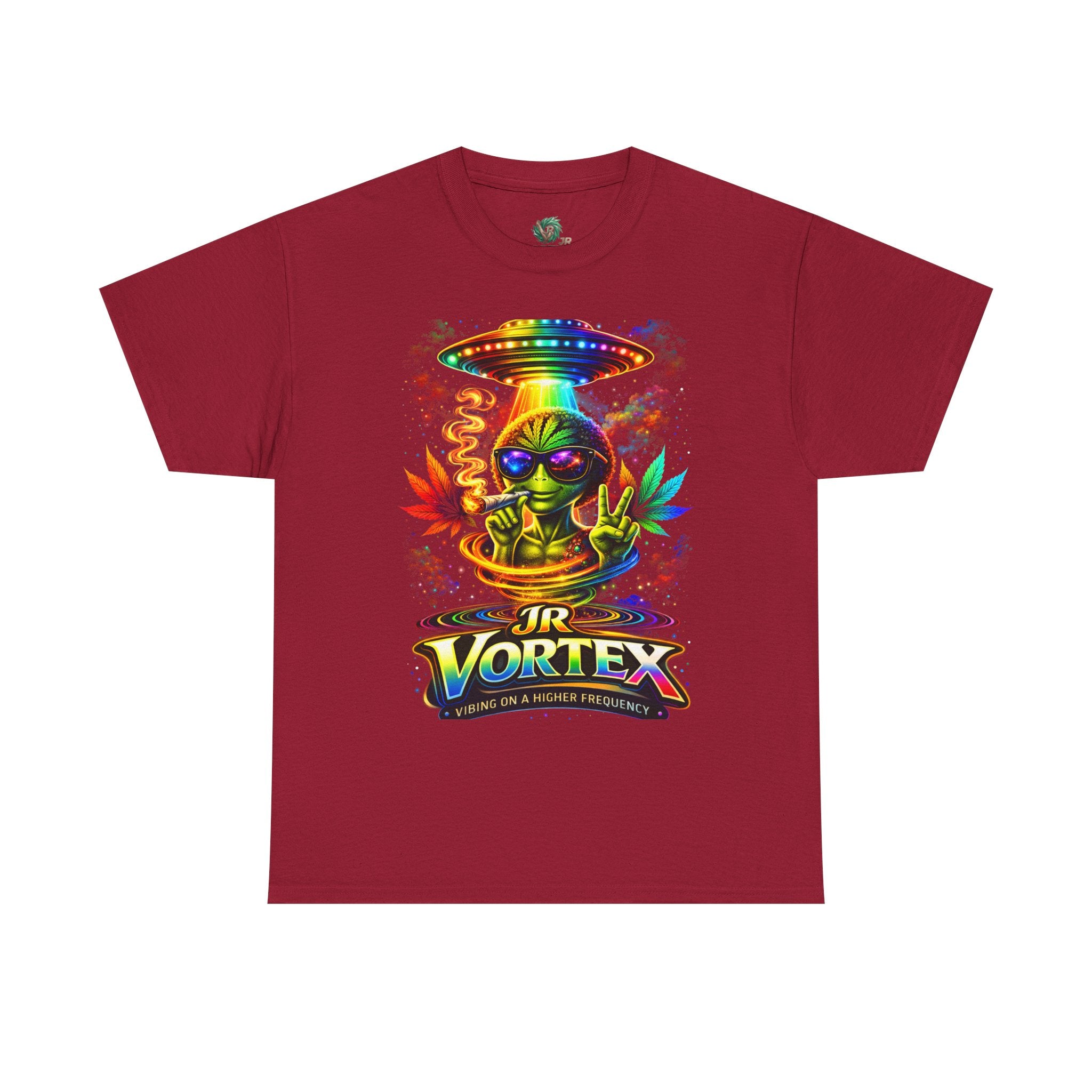 JR Vortex Alien UFO Tee – Psychedelic Cannabis Streetwear T-Shirt | Vibing on a Higher Frequency