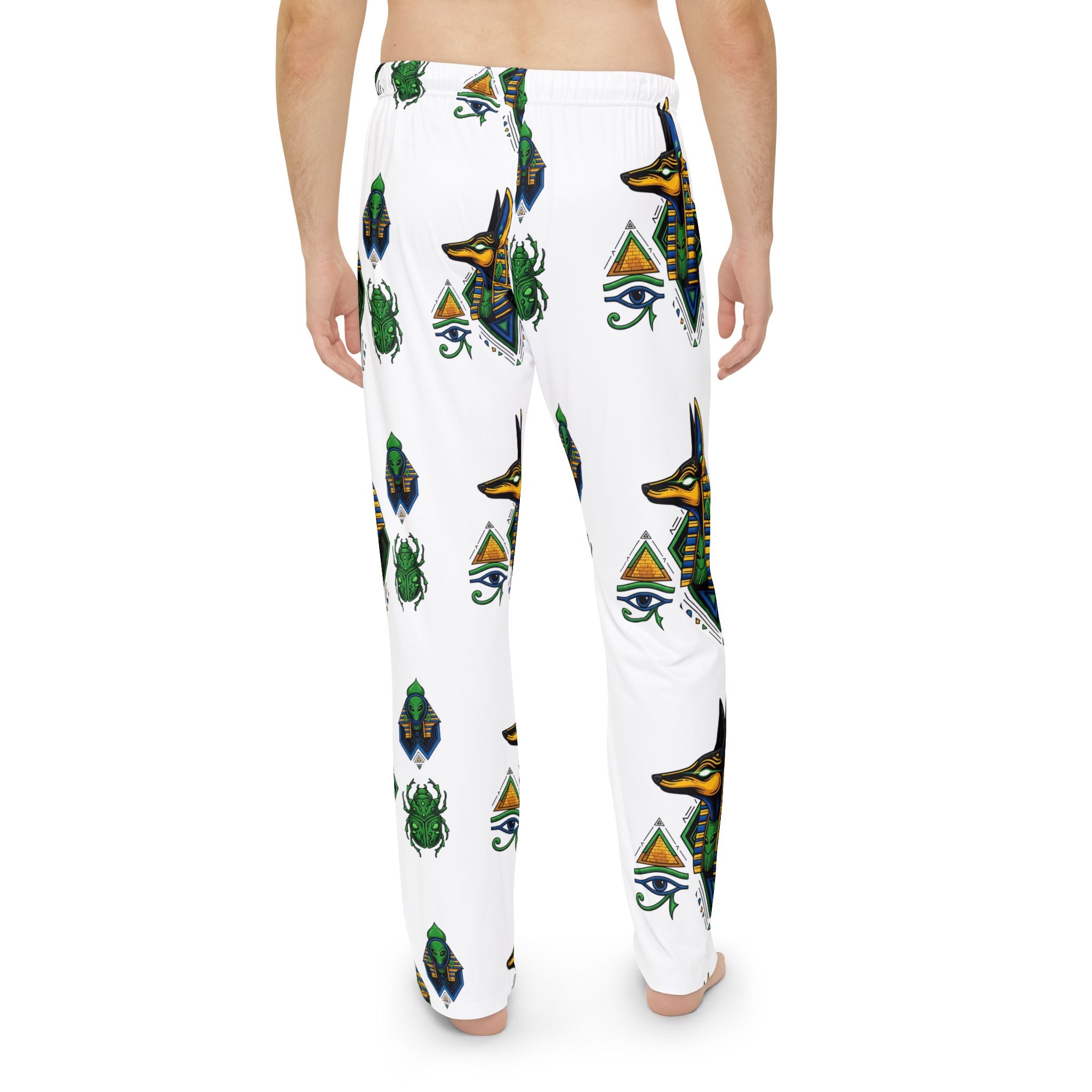 Men's Pajama Pants with Egyptian Motif - Sleepwear, Lounge Wear, Gift for Him, Cool Pattern, Comfortable Trousers
