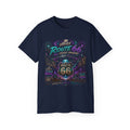 Route 66 Cosmic Highway Tee – JR Vortex UFO Neon Graphic T-Shirt