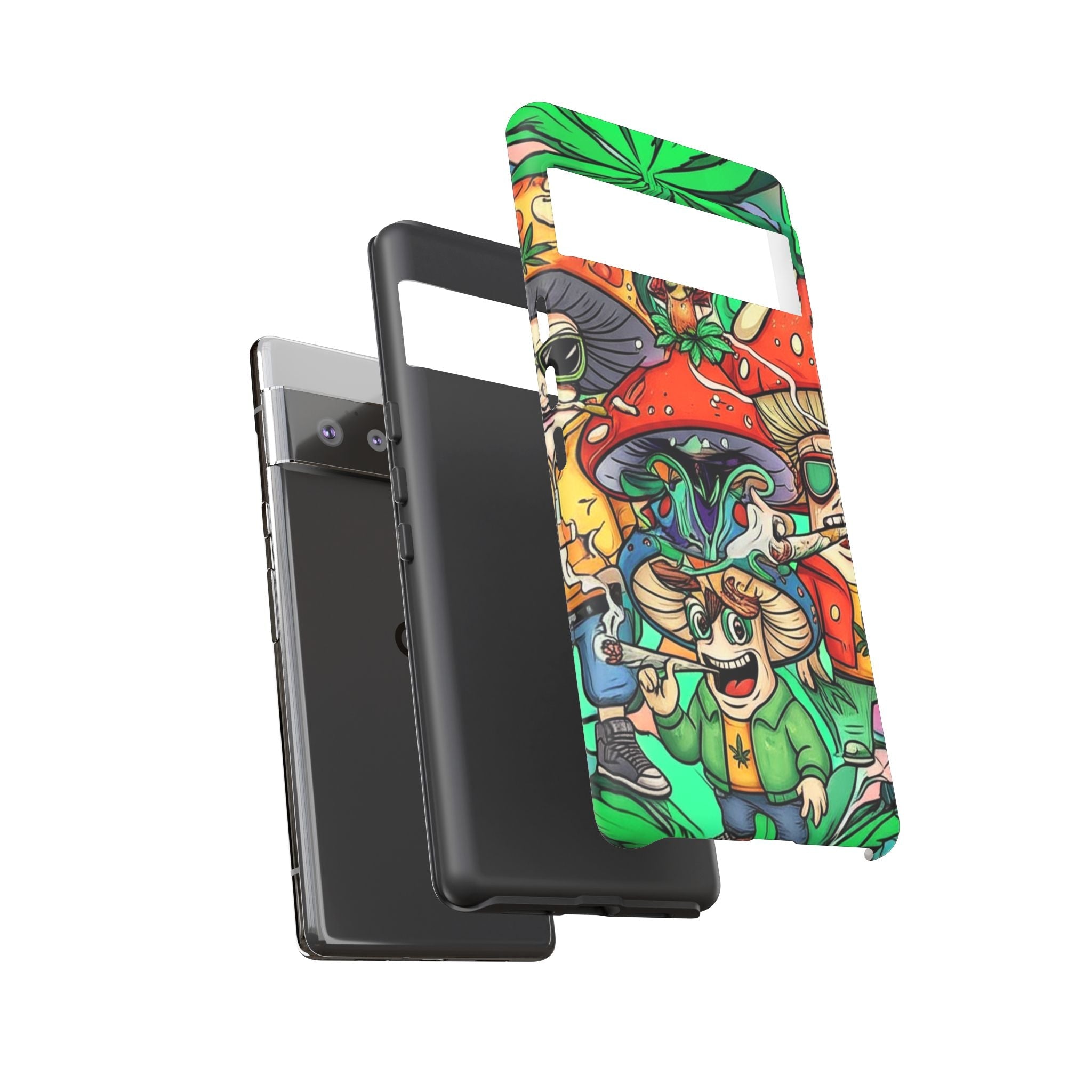 Vibrant Phone Case Featuring Funky Mushroom Art, Tough Cases, Trendy Accessories, Unique Gifts, Eclectic Style, Phone Protection Printify
