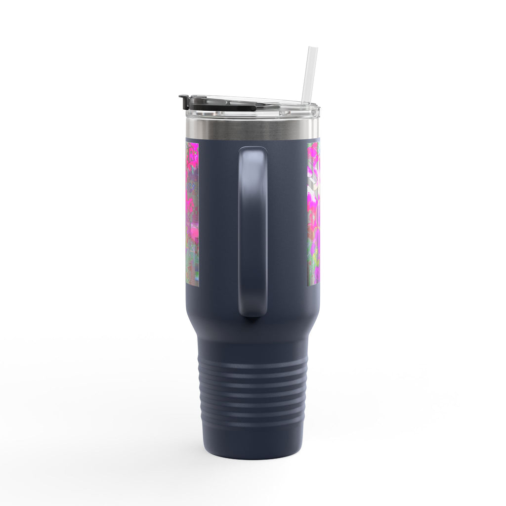 40oz Travel Mug — Neon 'Super Girl' Retro Comic Design