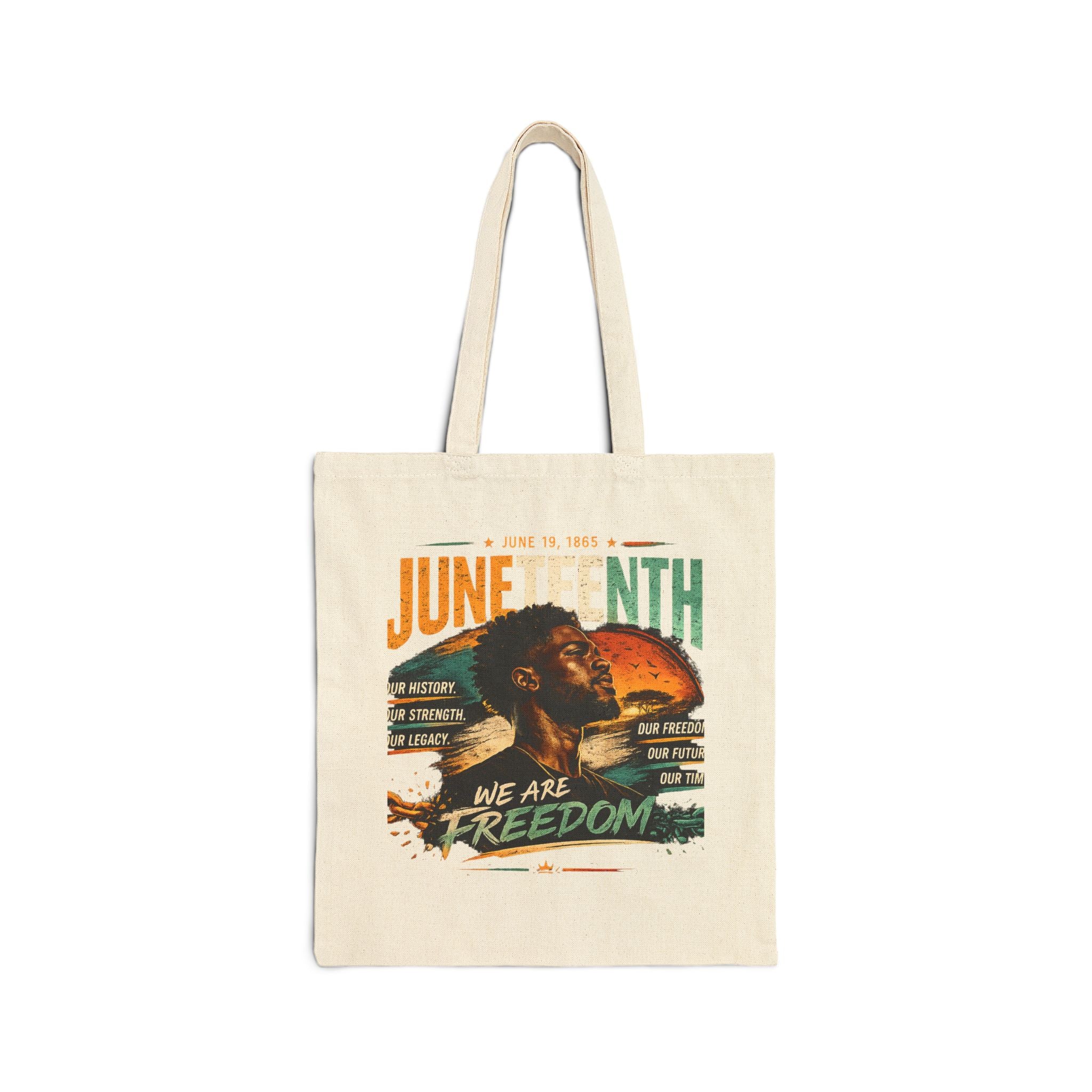 Juneteenth Freedom Canvas Tote — "We Are Freedom" Cotton Book & Market Bag