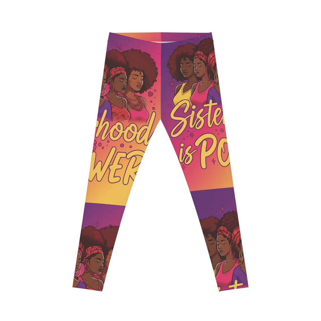 Sisterhood is Power Women's Casual Leggings, Trendy Fitness Tights, Empowerment Yoga Pants, Gift for Sisters, Celebratory Workout Apparel