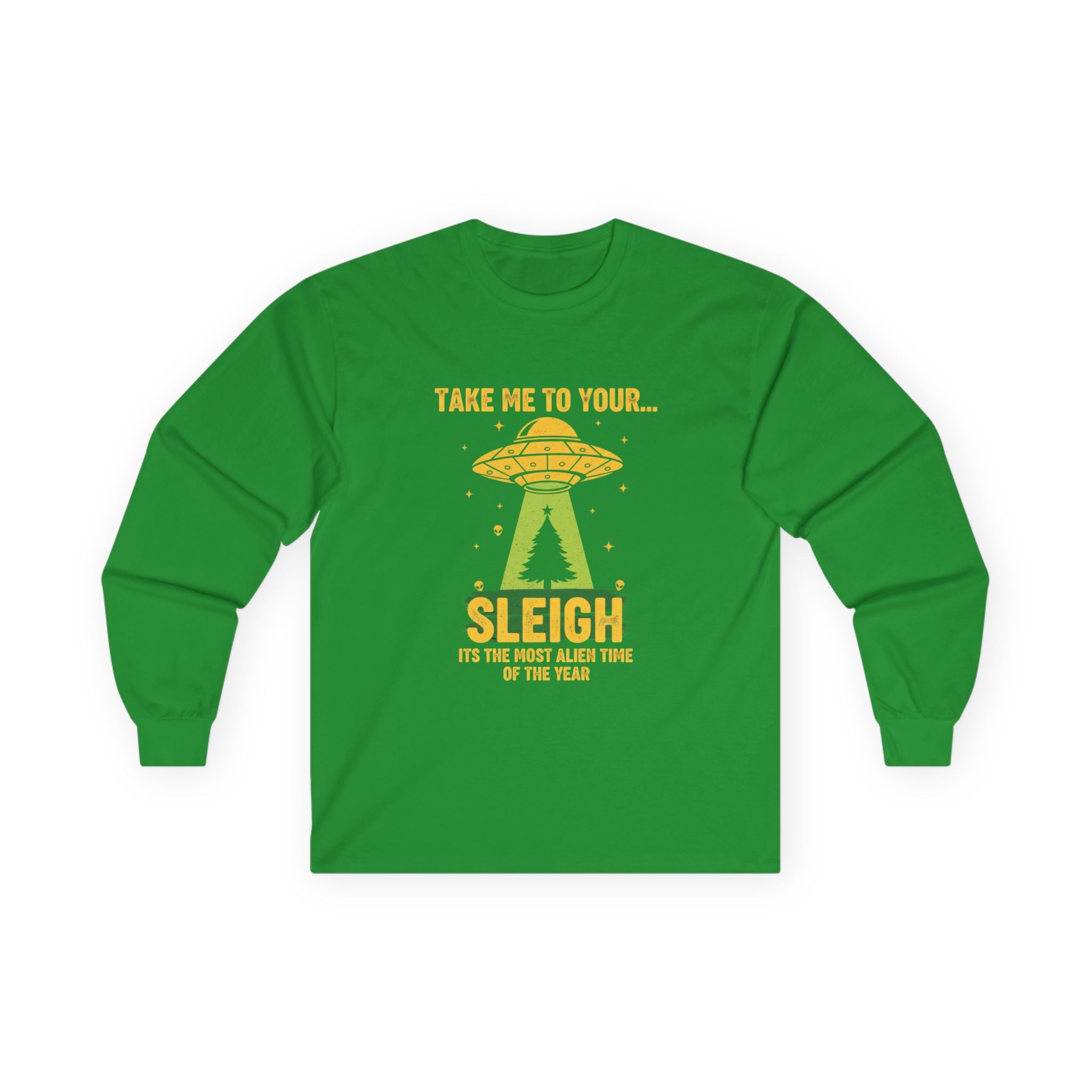 UFO 'Take Me to Your Leader' Long Sleeve Tee — Alien Holiday Graphic