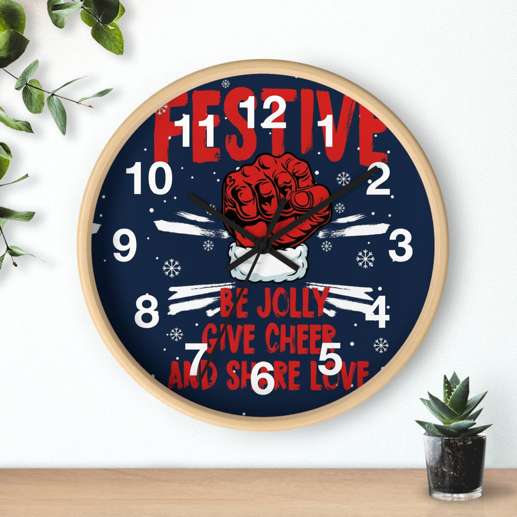 Festive Holiday Wall Clock — "Be Jolly, Give Cheer and Share Love"
