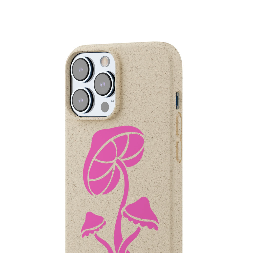 Eco-Friendly Phone Case with Pink Mushroom Design, Biodegradable Phone Cover, Sustainable Gift for Nature Lovers, Earth Day Gift, Cute Phone