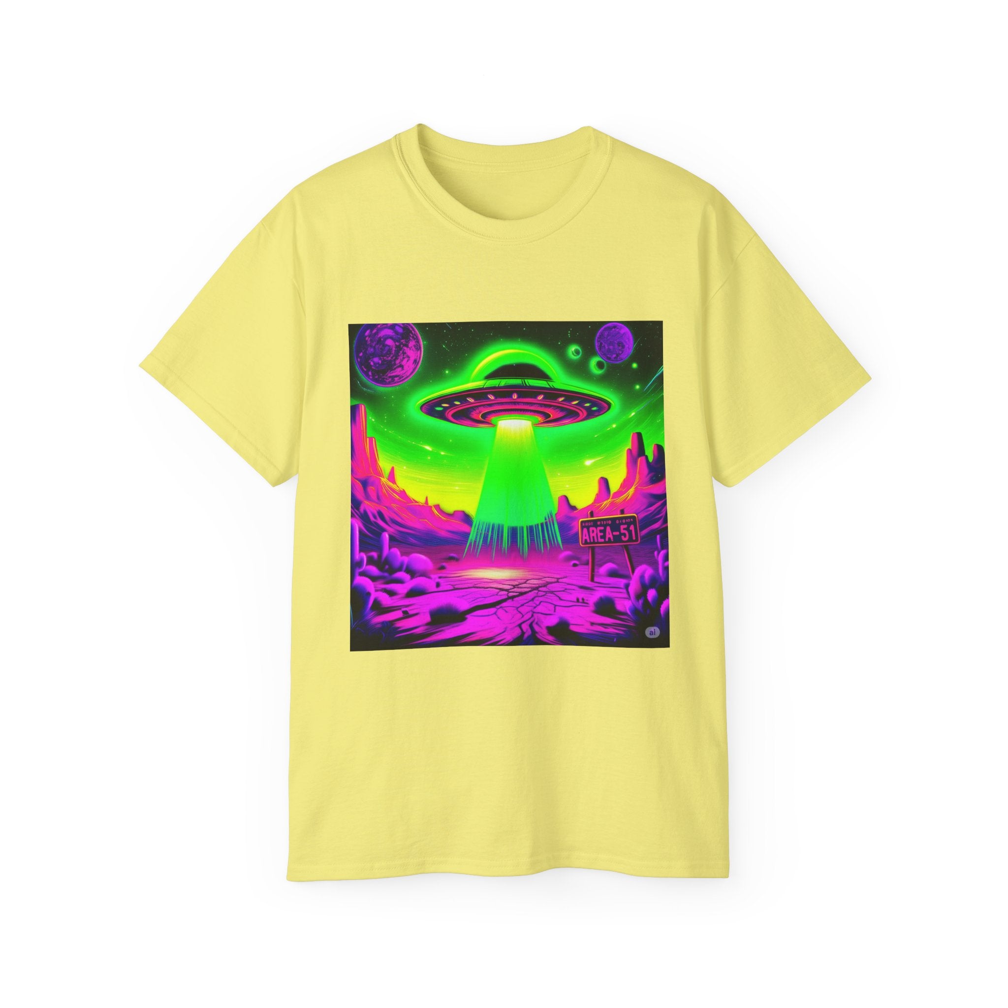 Cosmic Alien UFO Graphic T-Shirt | Neon Sci-Fi Streetwear Tee Printify