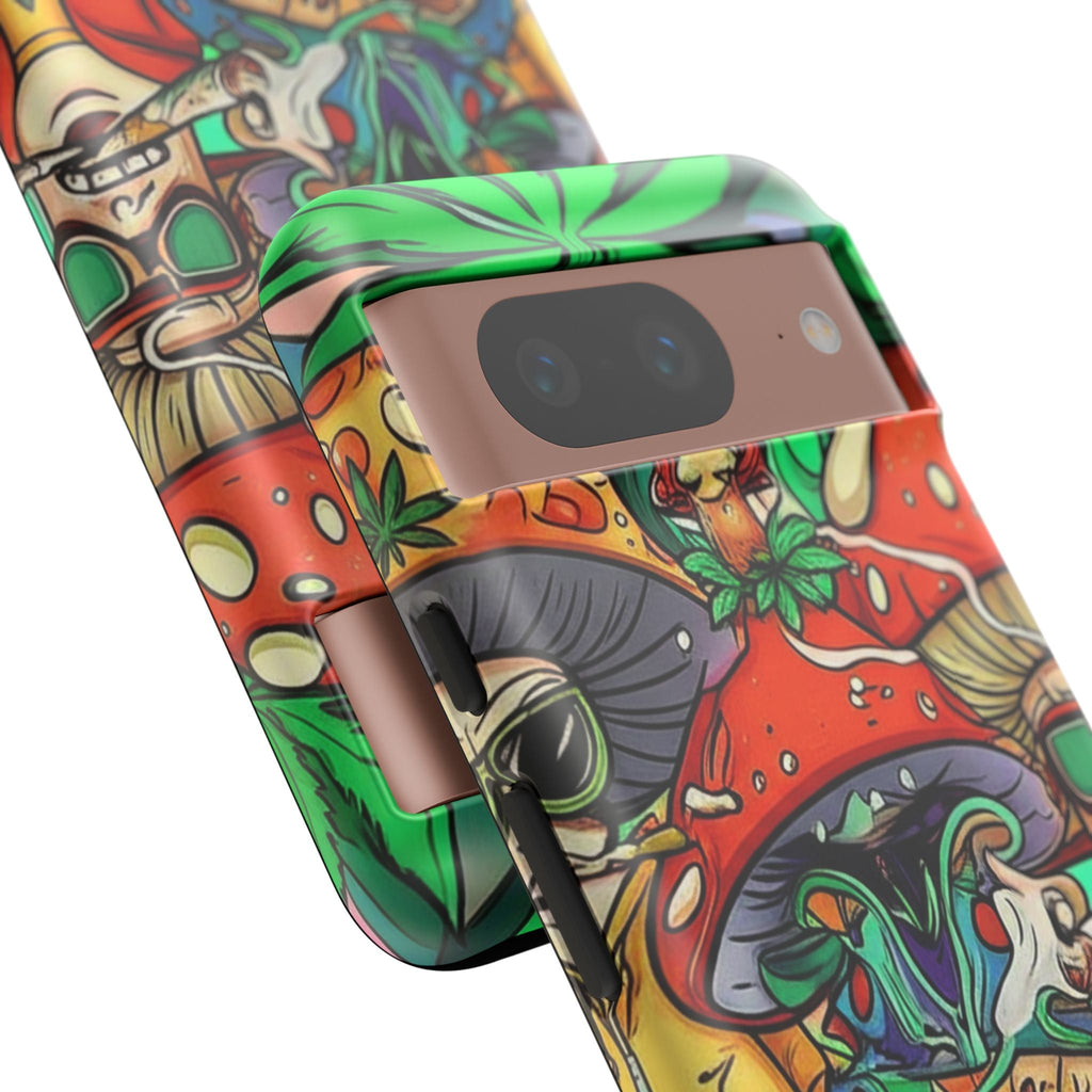 Vibrant Phone Case Featuring Funky Mushroom Art, Tough Cases, Trendy Accessories, Unique Gifts, Eclectic Style, Phone Protection Printify
