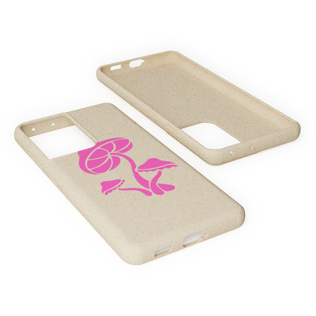Eco-Friendly Phone Case with Pink Mushroom Design, Biodegradable Phone Cover, Sustainable Gift for Nature Lovers, Earth Day Gift, Cute Phone
