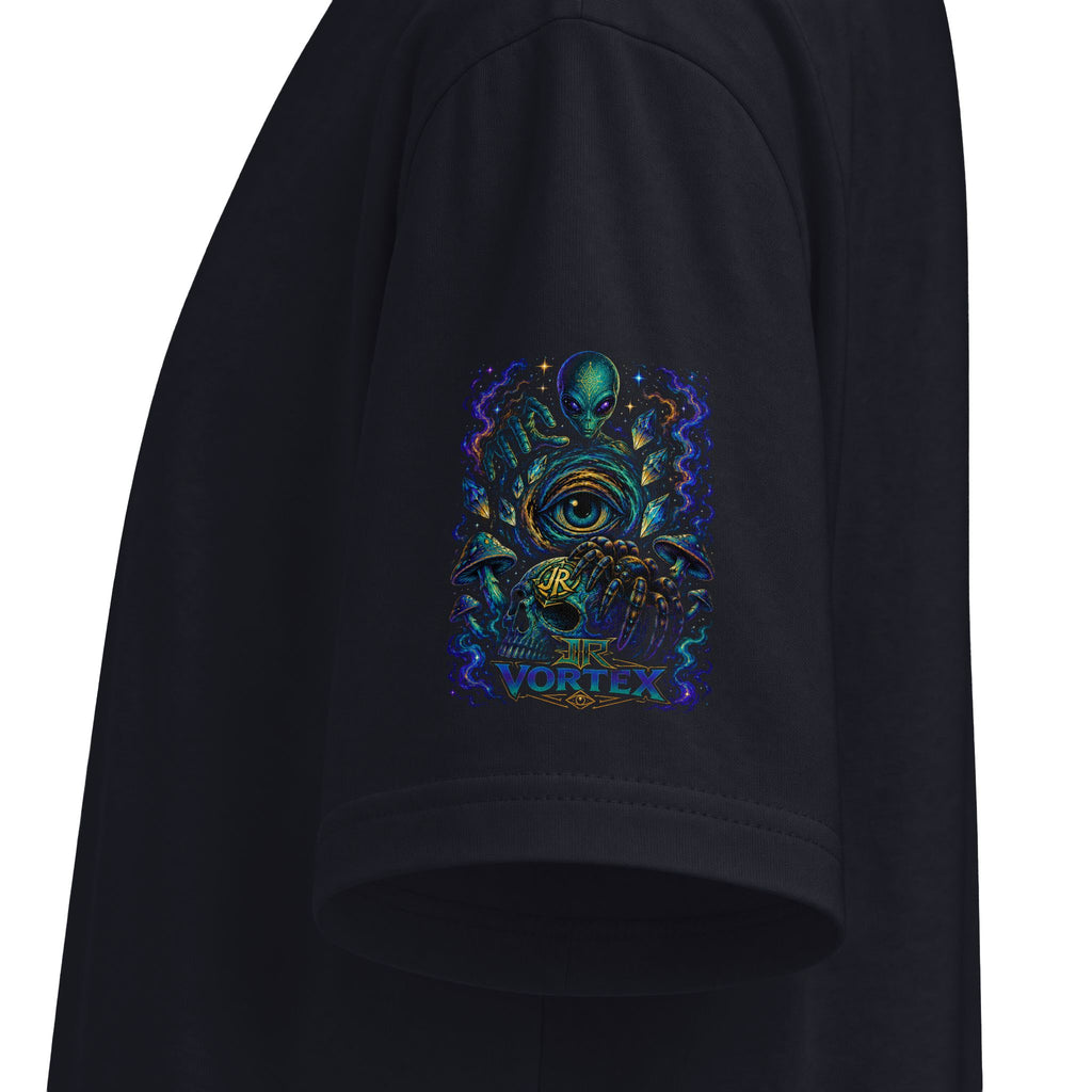 Psychedelic "Reality Bends" Graphic T-Shirt — Alien Eye & Crown Skull Tee