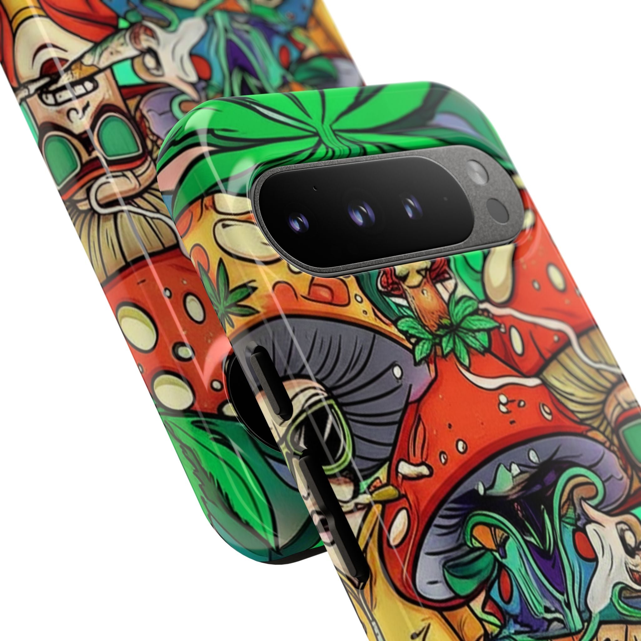 Vibrant Phone Case Featuring Funky Mushroom Art, Tough Cases, Trendy Accessories, Unique Gifts, Eclectic Style, Phone Protection Printify