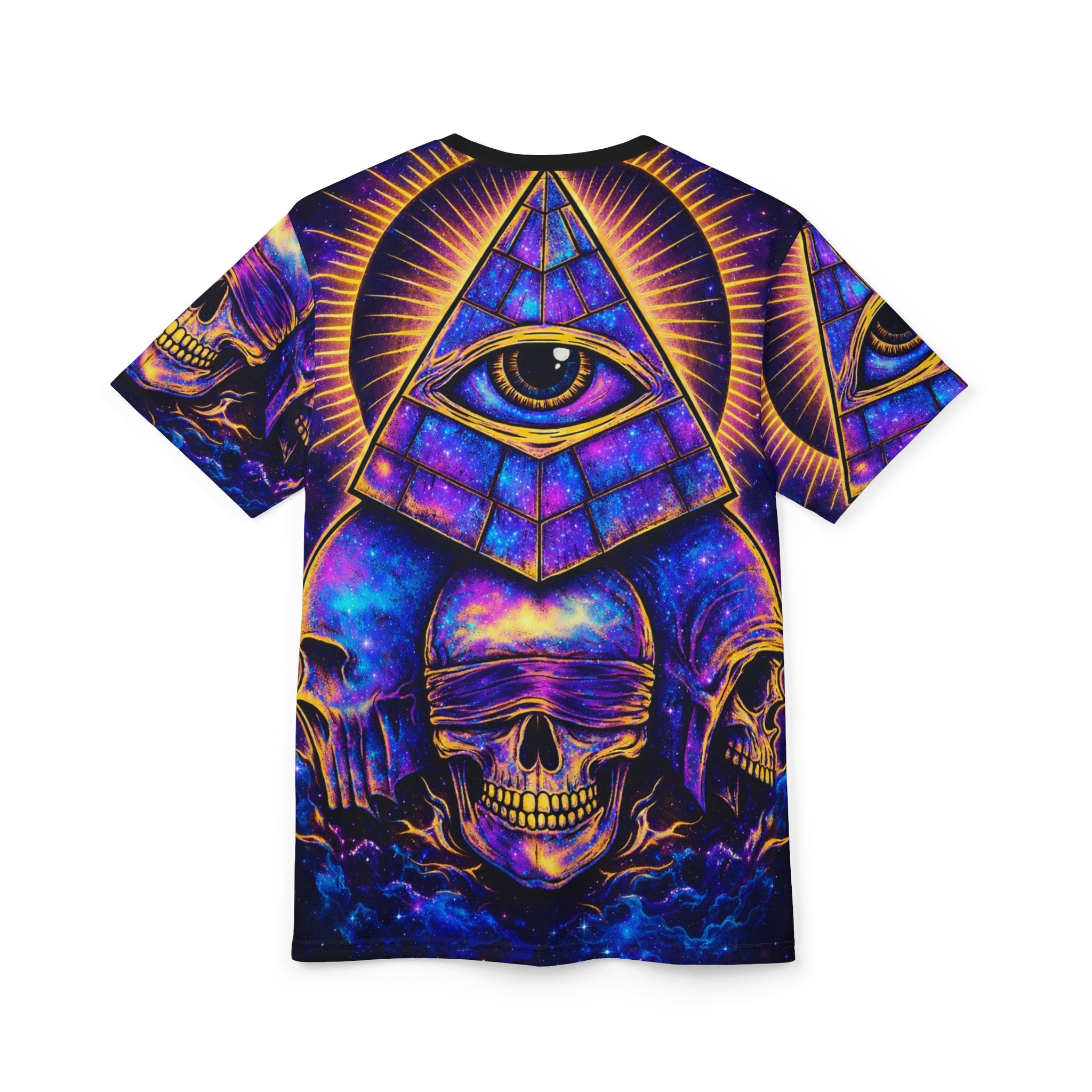 All-Over Print Eye Pyramid Skull Tee — Occult Mystic Graphic T-Shirt Printify