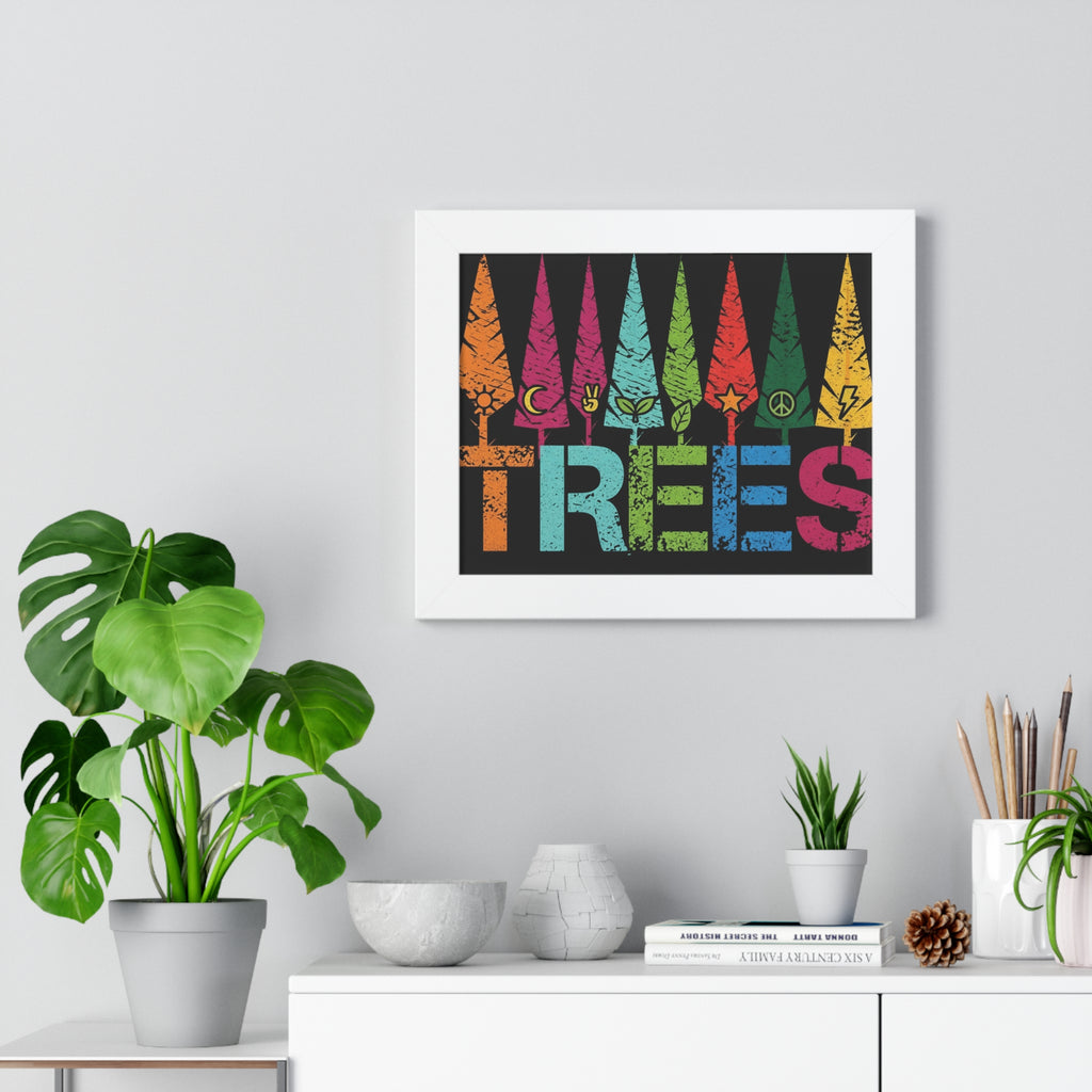 Framed Poster — Colorful 'TREES' Rainbow Woodland Art Print