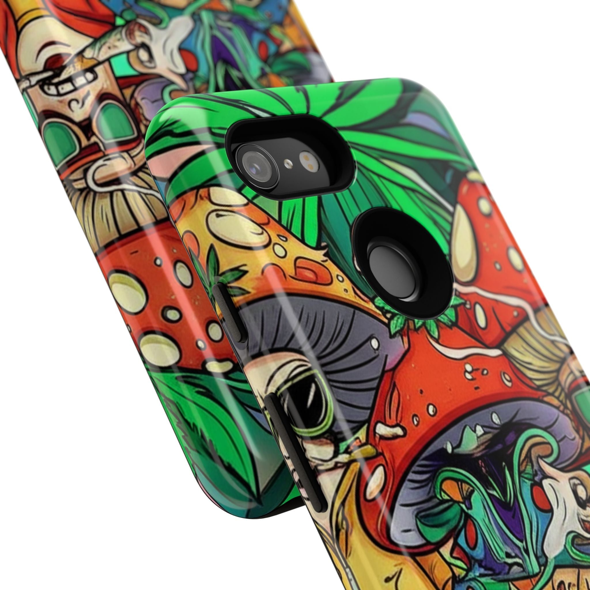 Vibrant Phone Case Featuring Funky Mushroom Art, Tough Cases, Trendy Accessories, Unique Gifts, Eclectic Style, Phone Protection Printify