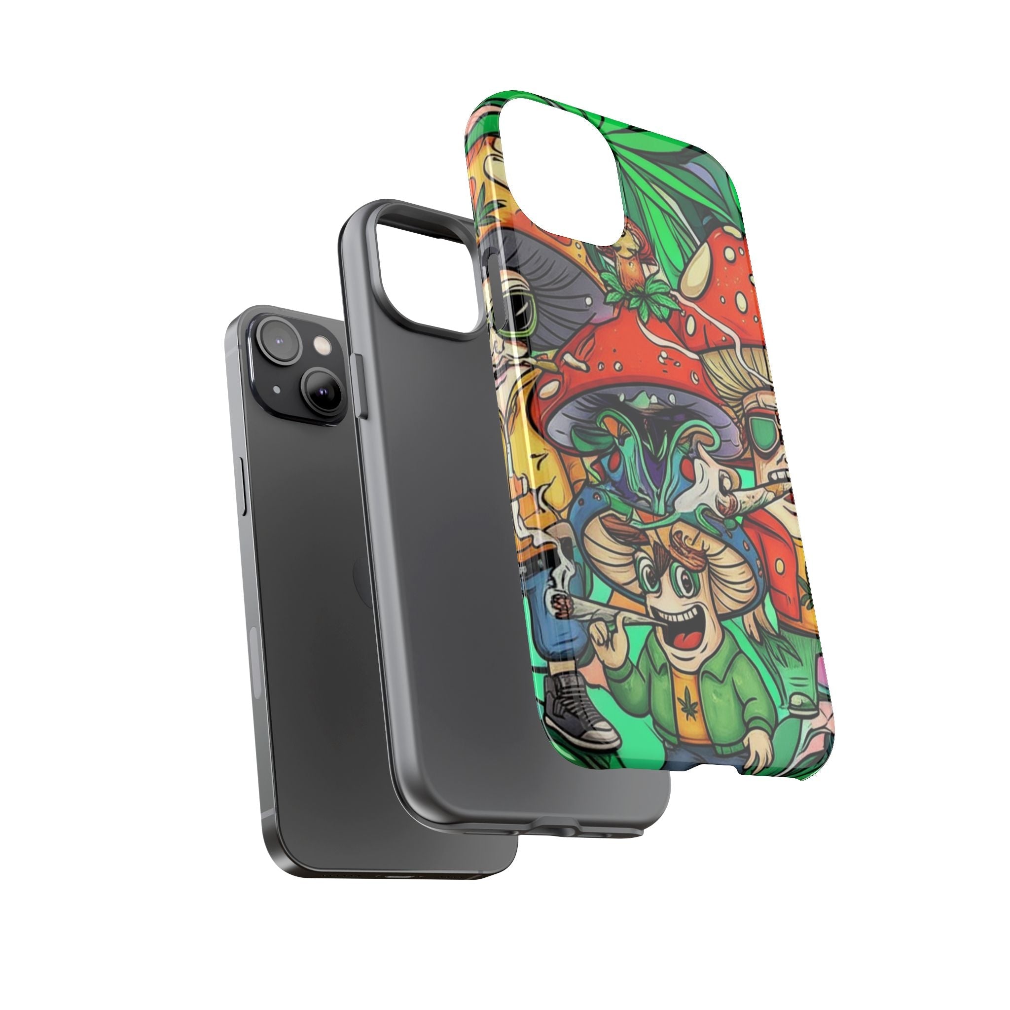 Vibrant Phone Case Featuring Funky Mushroom Art, Tough Cases, Trendy Accessories, Unique Gifts, Eclectic Style, Phone Protection Printify
