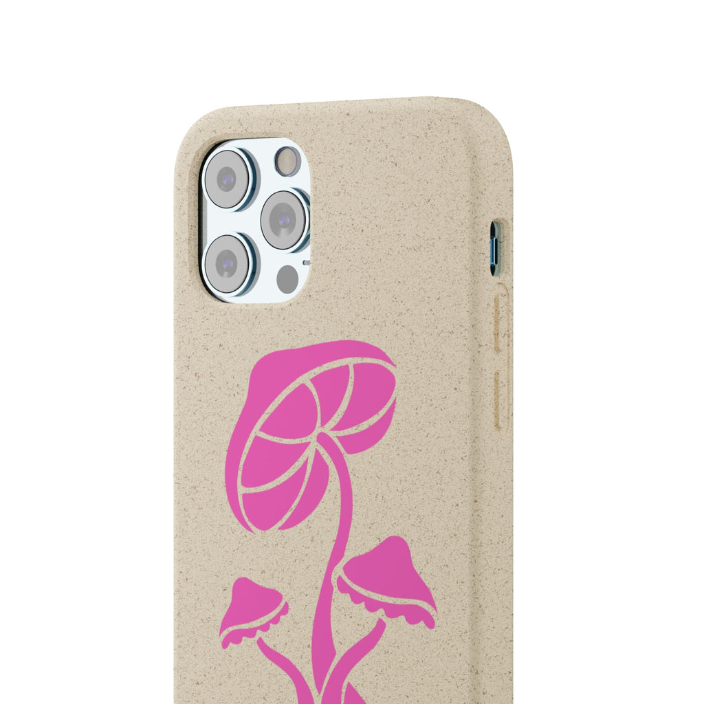 Eco-Friendly Phone Case with Pink Mushroom Design, Biodegradable Phone Cover, Sustainable Gift for Nature Lovers, Earth Day Gift, Cute Phone