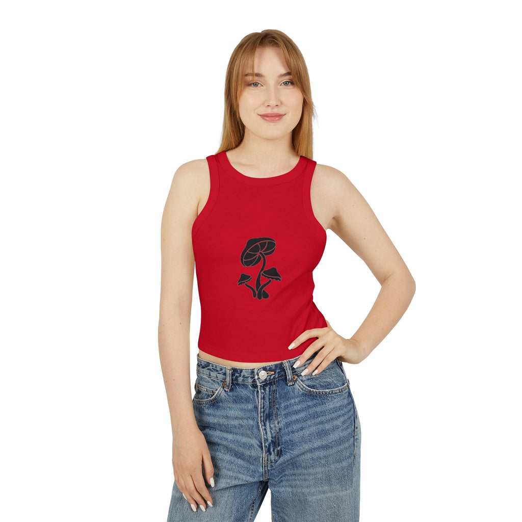 Retro Floral Women's Micro Rib Racer Tank Top, Casual Summer Top, Boho Style Shirt, Gift for Her, Festival Wear, Comfortable Layering Printify