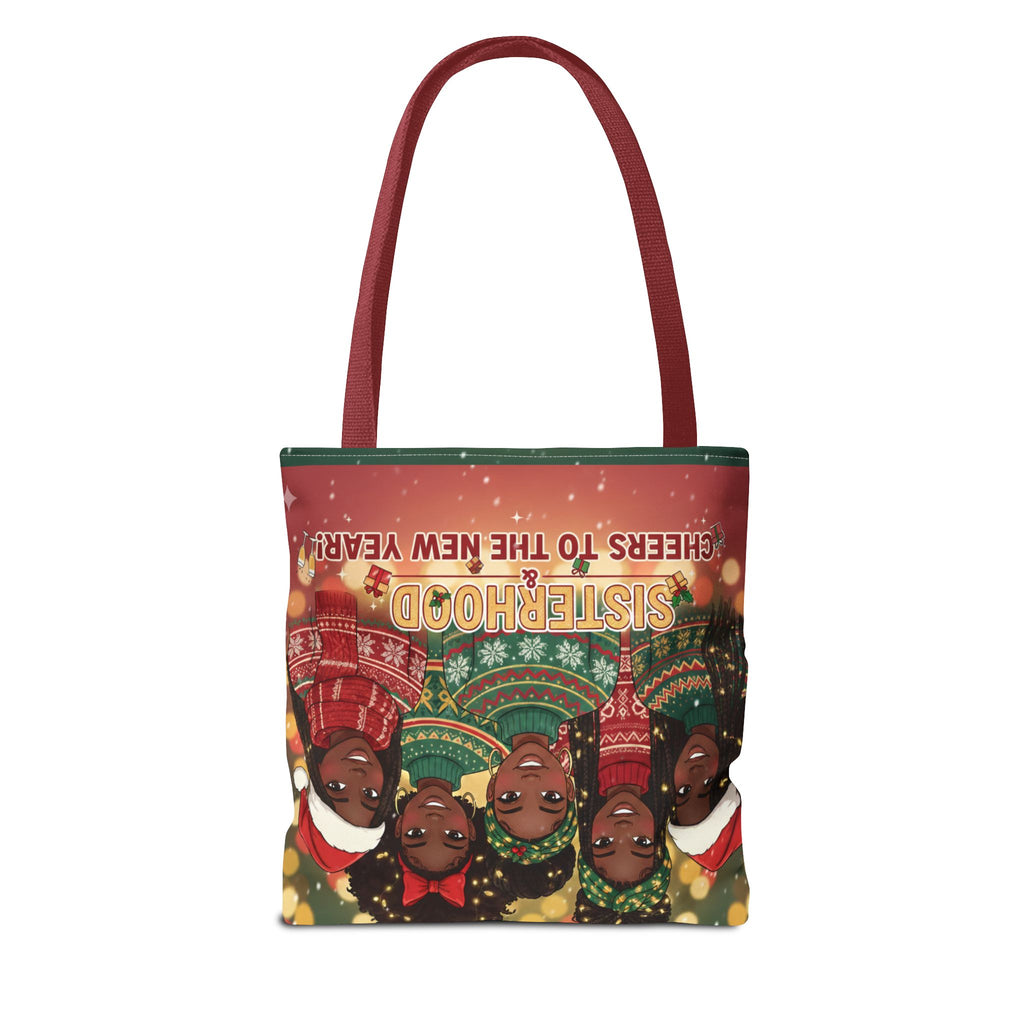 Sisterhood Holiday Tote Bag — “Cheers to the New Year!” Christmas Market Bag