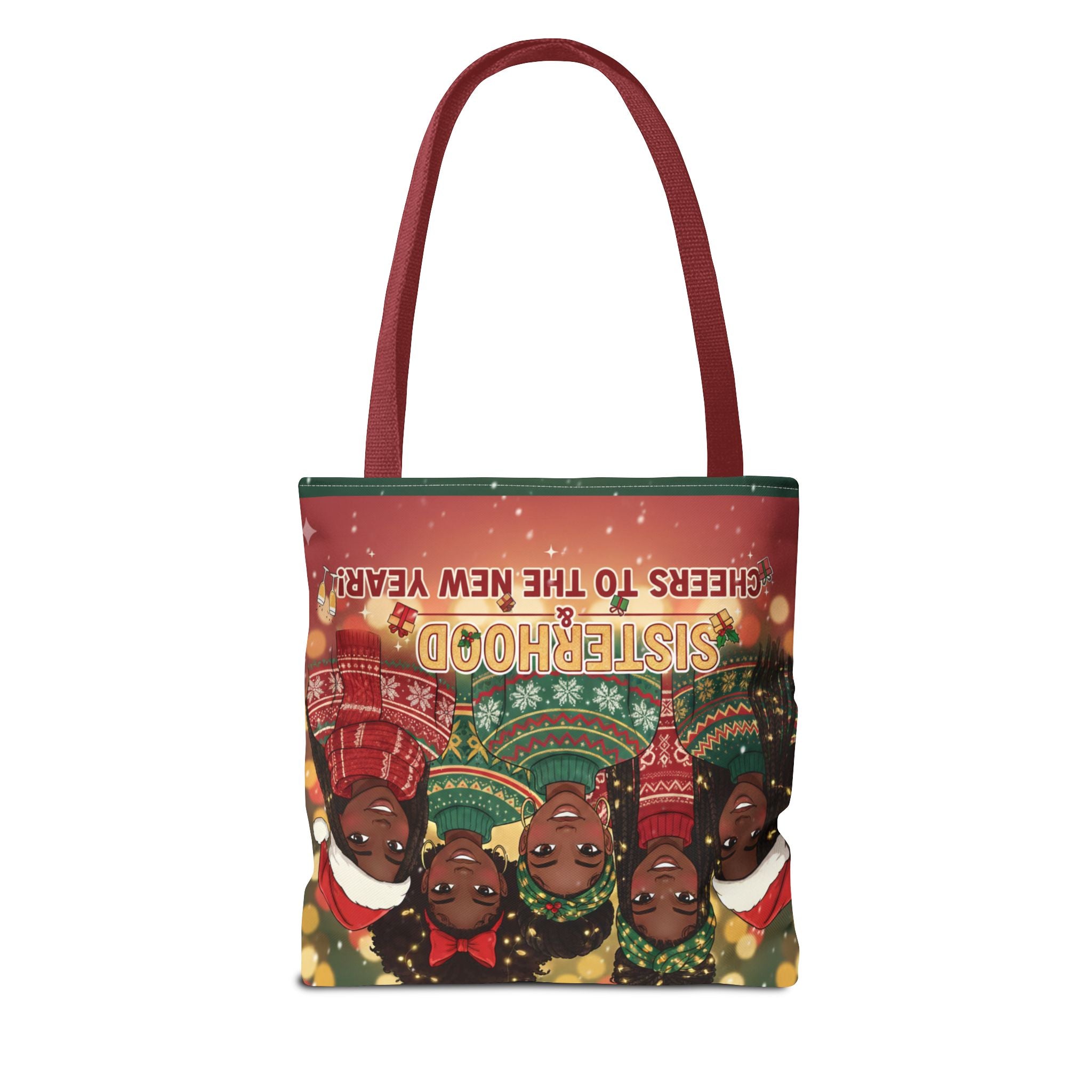 Sisterhood Holiday Tote Bag — “Cheers to the New Year!” Christmas Market Bag