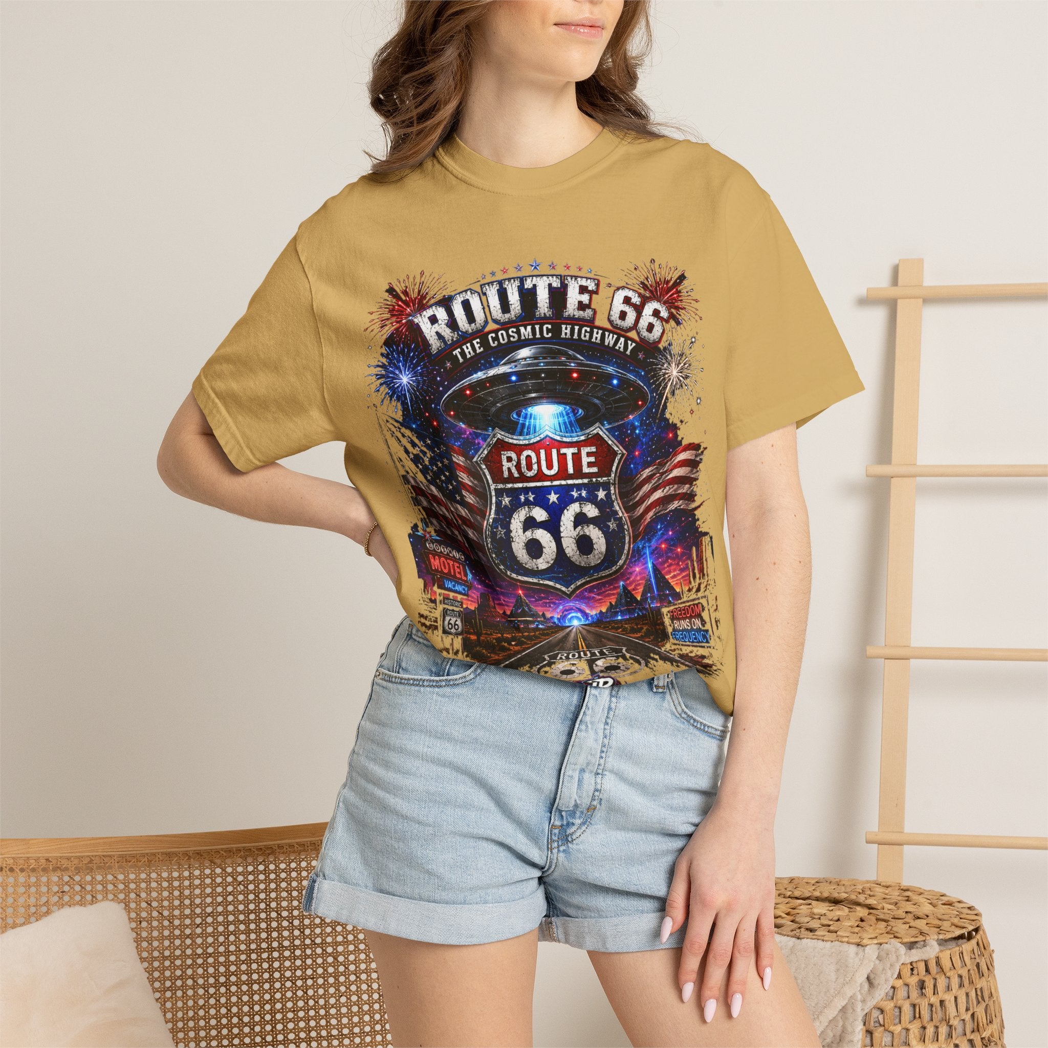 Route 66 Vintage Graphic T-Shirt — The Cosmic Highway Road Trip Tee