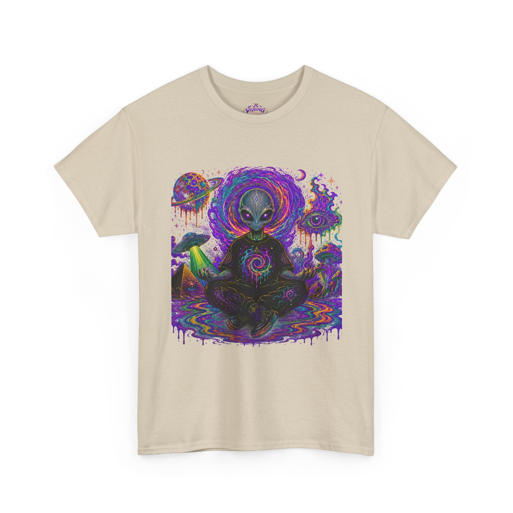 Alien Meditation T-Shirt — Psychedelic Cosmic Yoga Graphic Tee