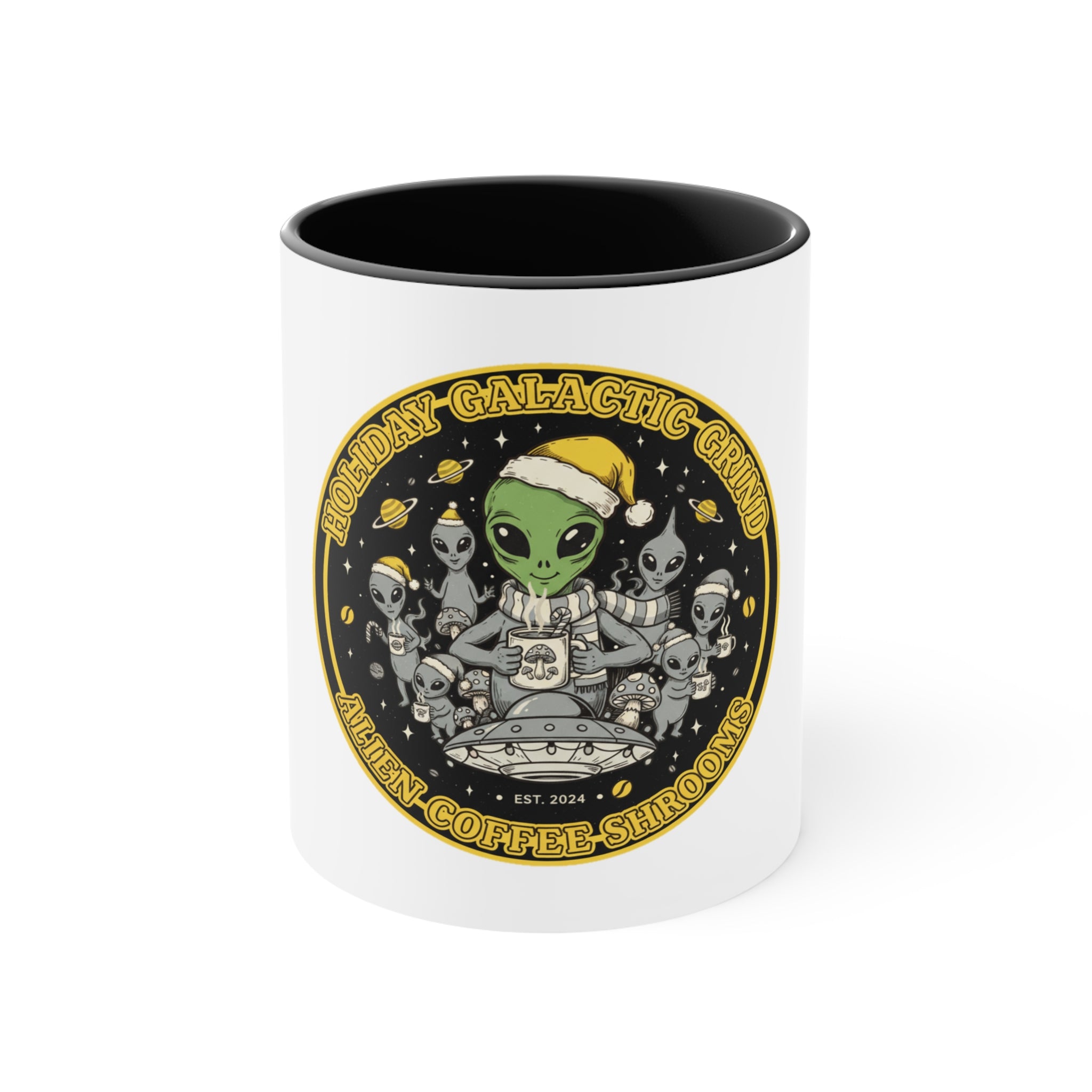 Galactic Alien Coffee Mug — 'Holidays Galactic Grind' Cute Space Alien Holiday Mug 🎄☕️