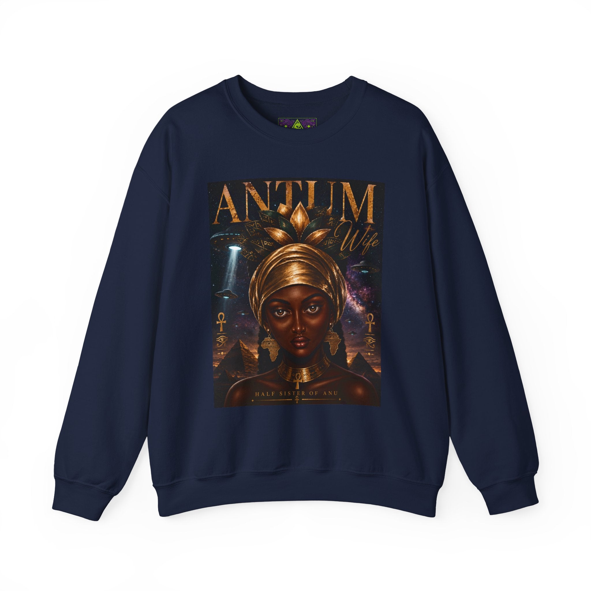 Crewneck Sweatshirt — 'Anitum' Afrocentric Goddess Portrait Crewneck