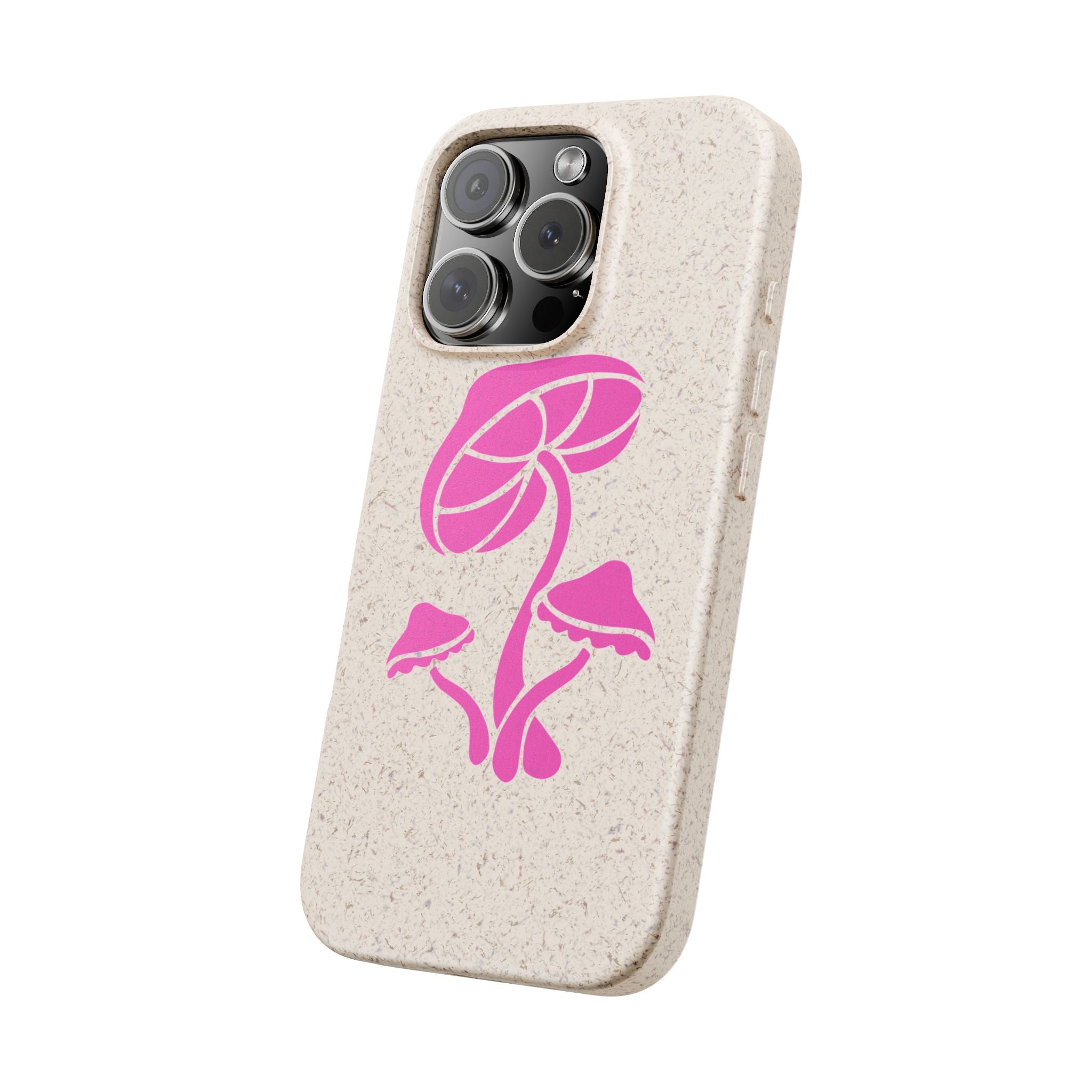 Eco-Friendly Phone Case with Pink Mushroom Design, Biodegradable Phone Cover, Sustainable Gift for Nature Lovers, Earth Day Gift, Cute Phone