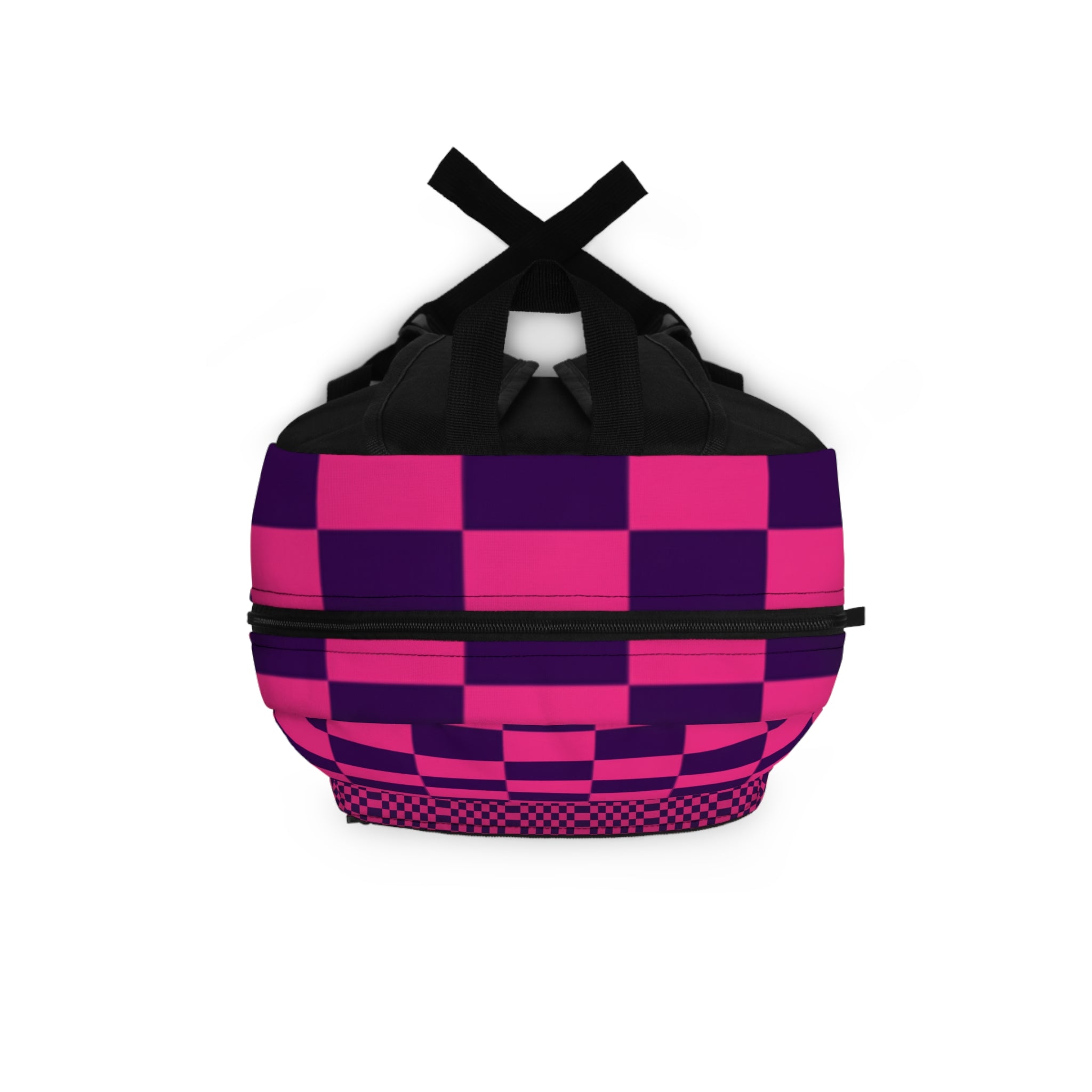 Pink & Purple Checkerboard Backpack — Retro Skate School Bag