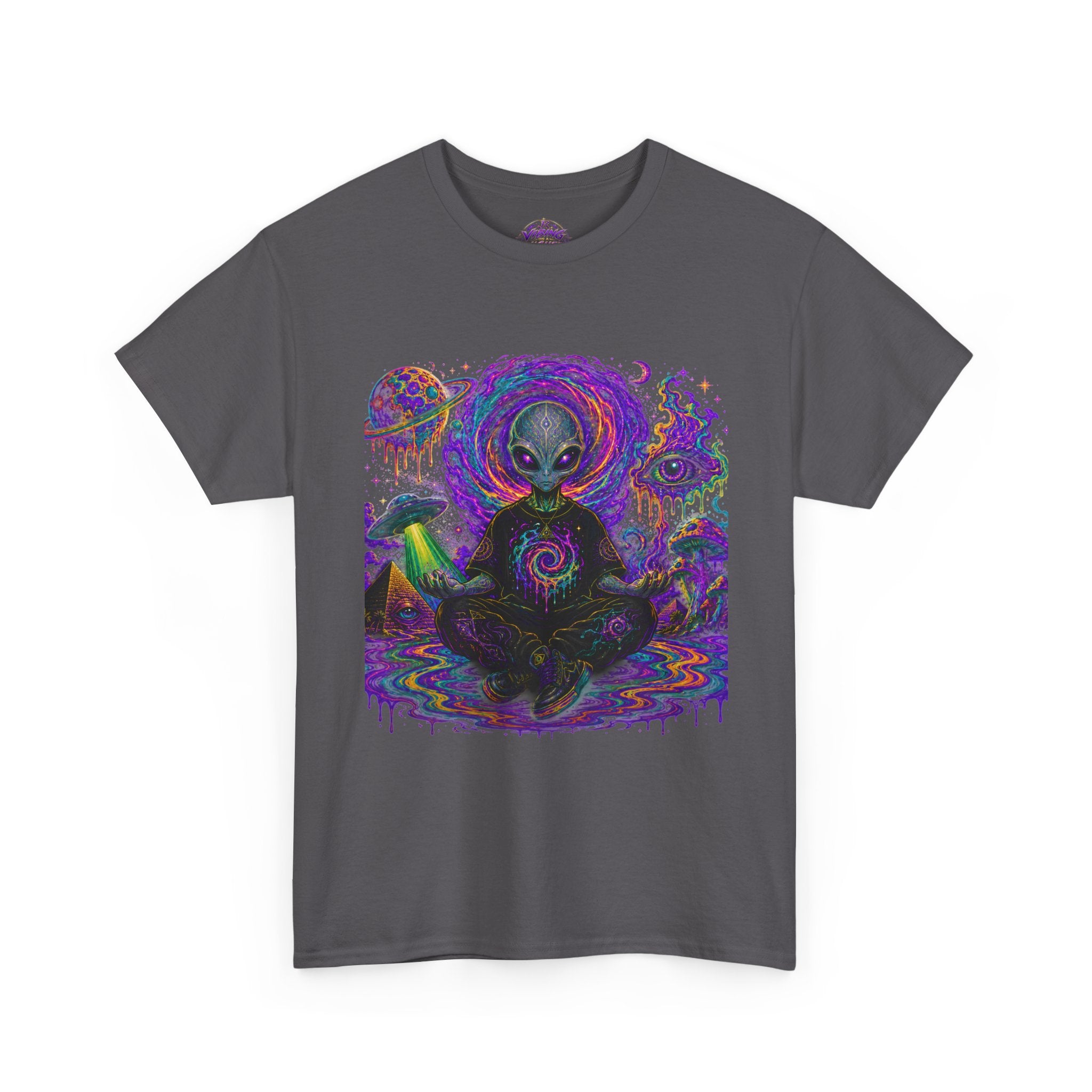 Alien Meditation T-Shirt — Psychedelic Cosmic Yoga Graphic Tee