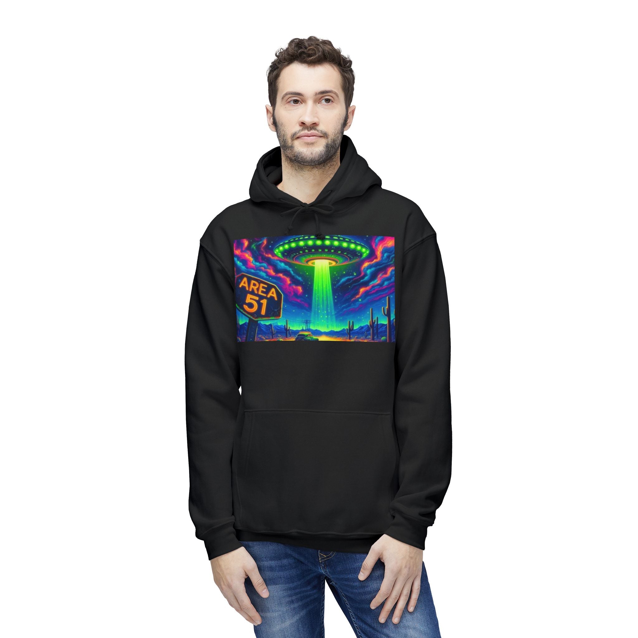 Alien Abduction Hoodie, Area 51 Graphic, Unisex Sweatshirt, Fun Gift for UFO Lovers, Cozy Outerwear, Conspiracy Themed Apparel